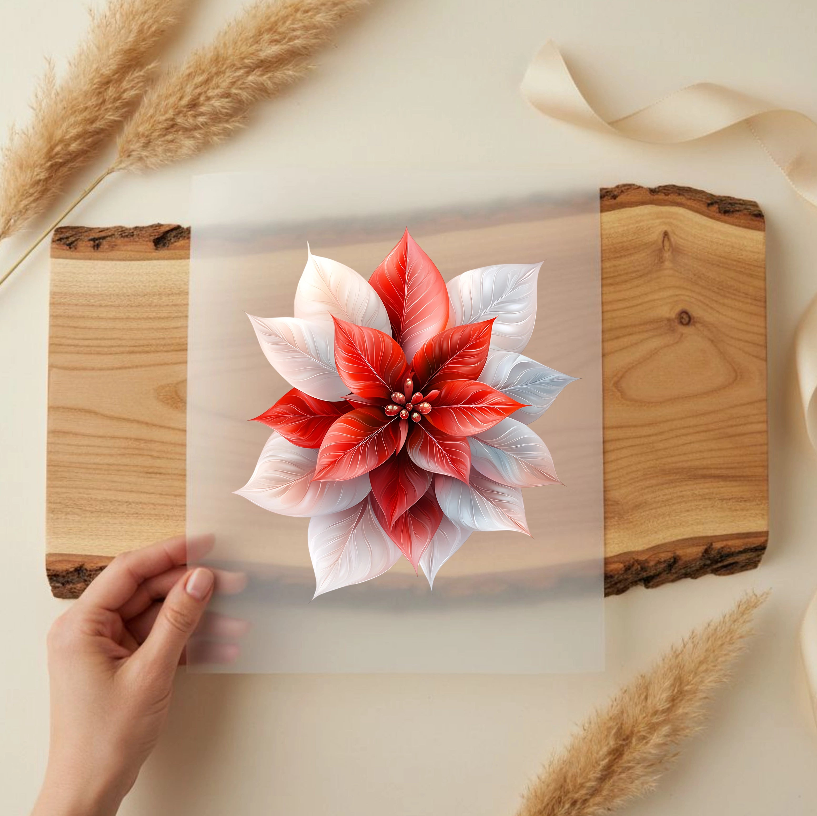 Bügelbild Rot Weisser Weihnachtsstern