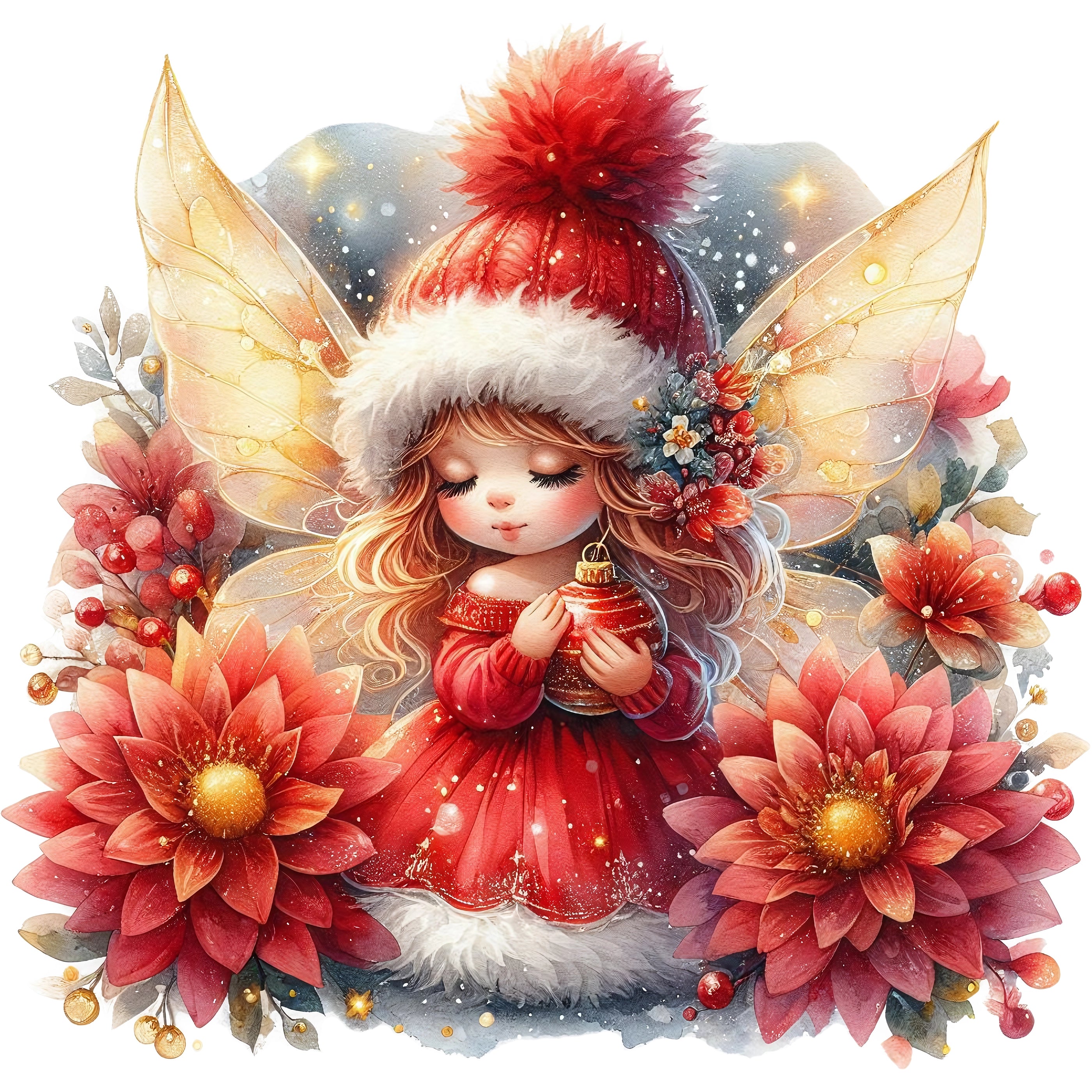 Bügelbild Rote Weihnachts Fee