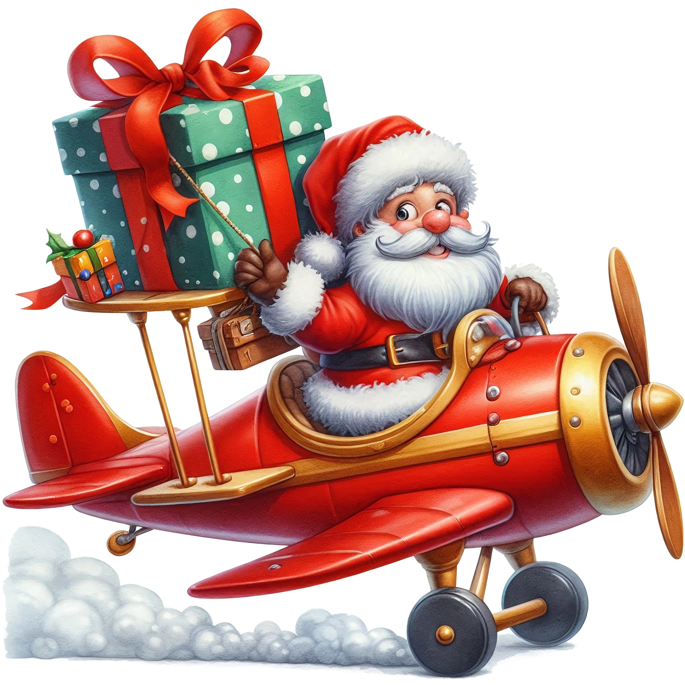 Bügelbild Santa Flugzeug Geschenkeexpress