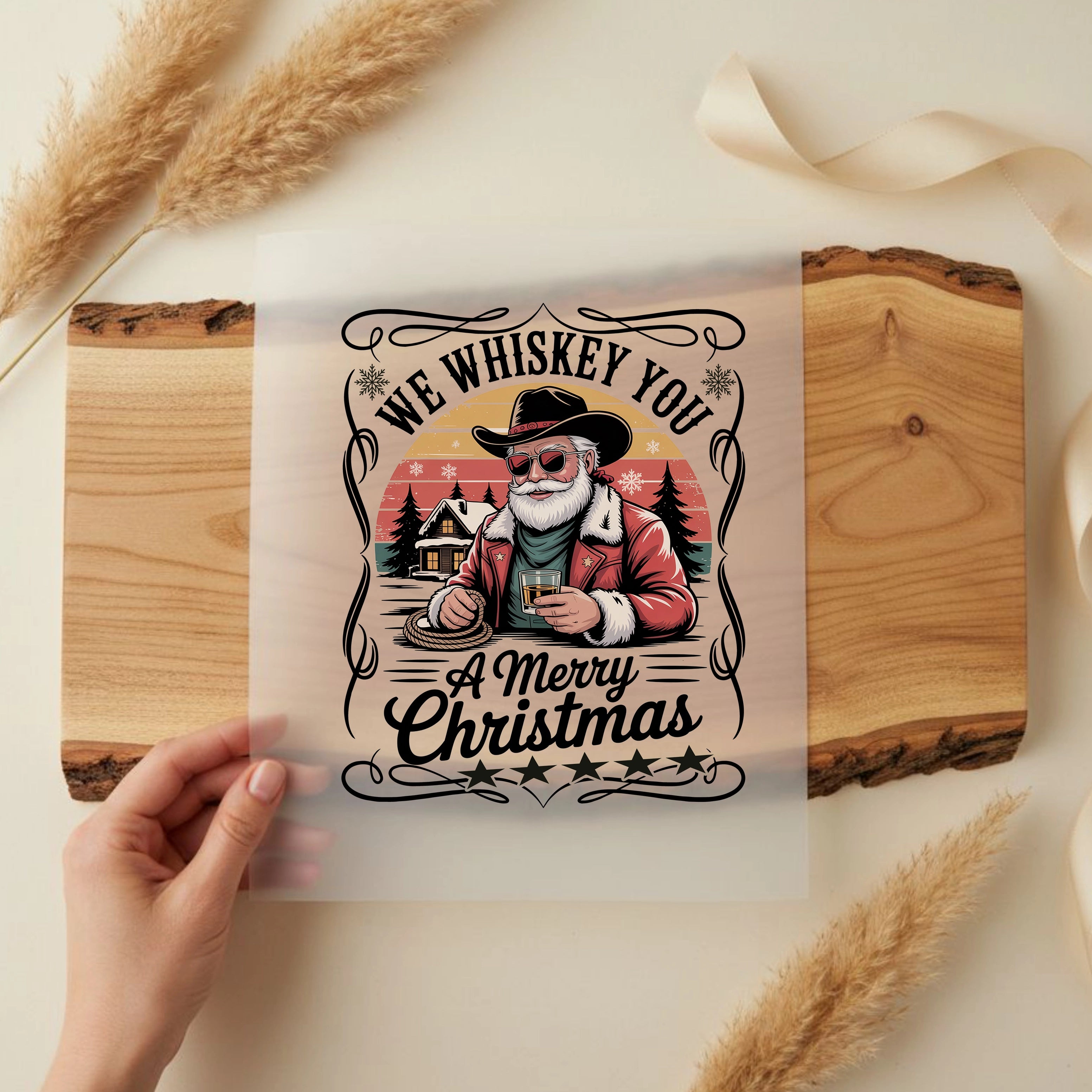 Bügelbild Santa Western Christmas Schwarz