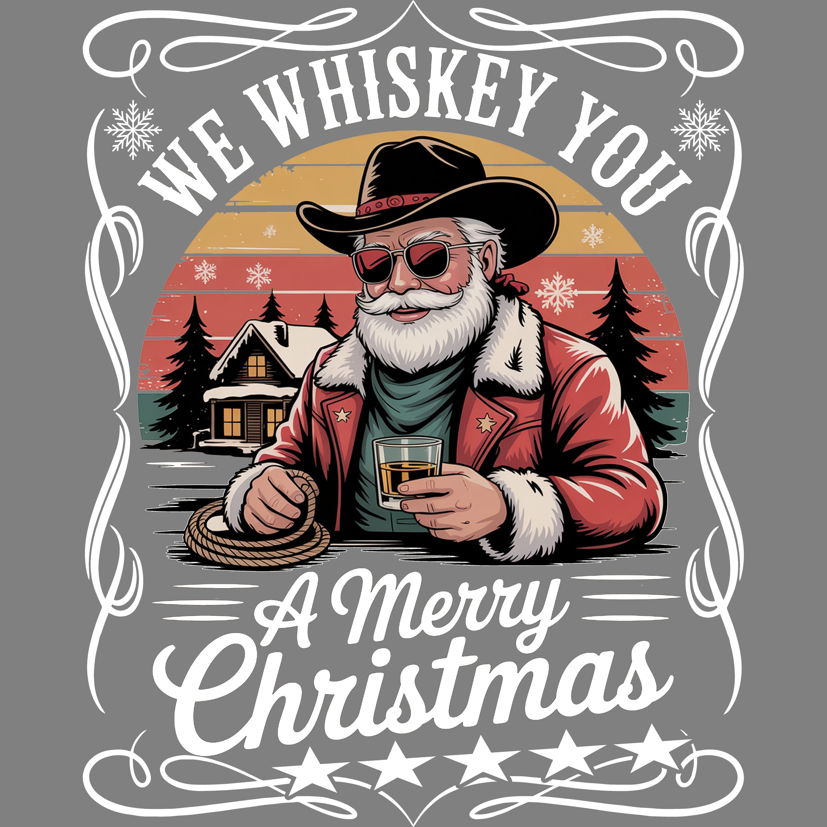 Bügelbild Santa Western Christmas Schwarz