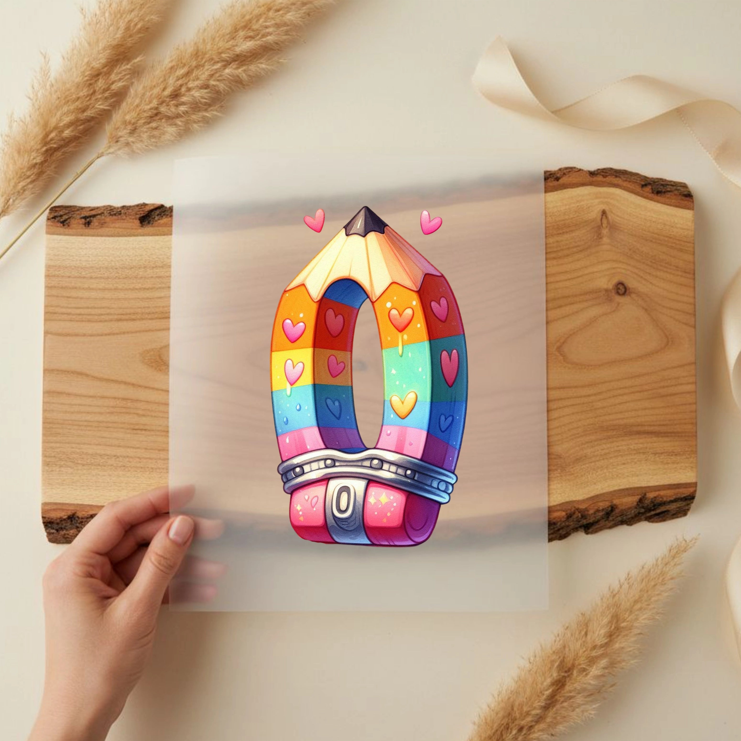 Bügelbild Buntstift Zahlen