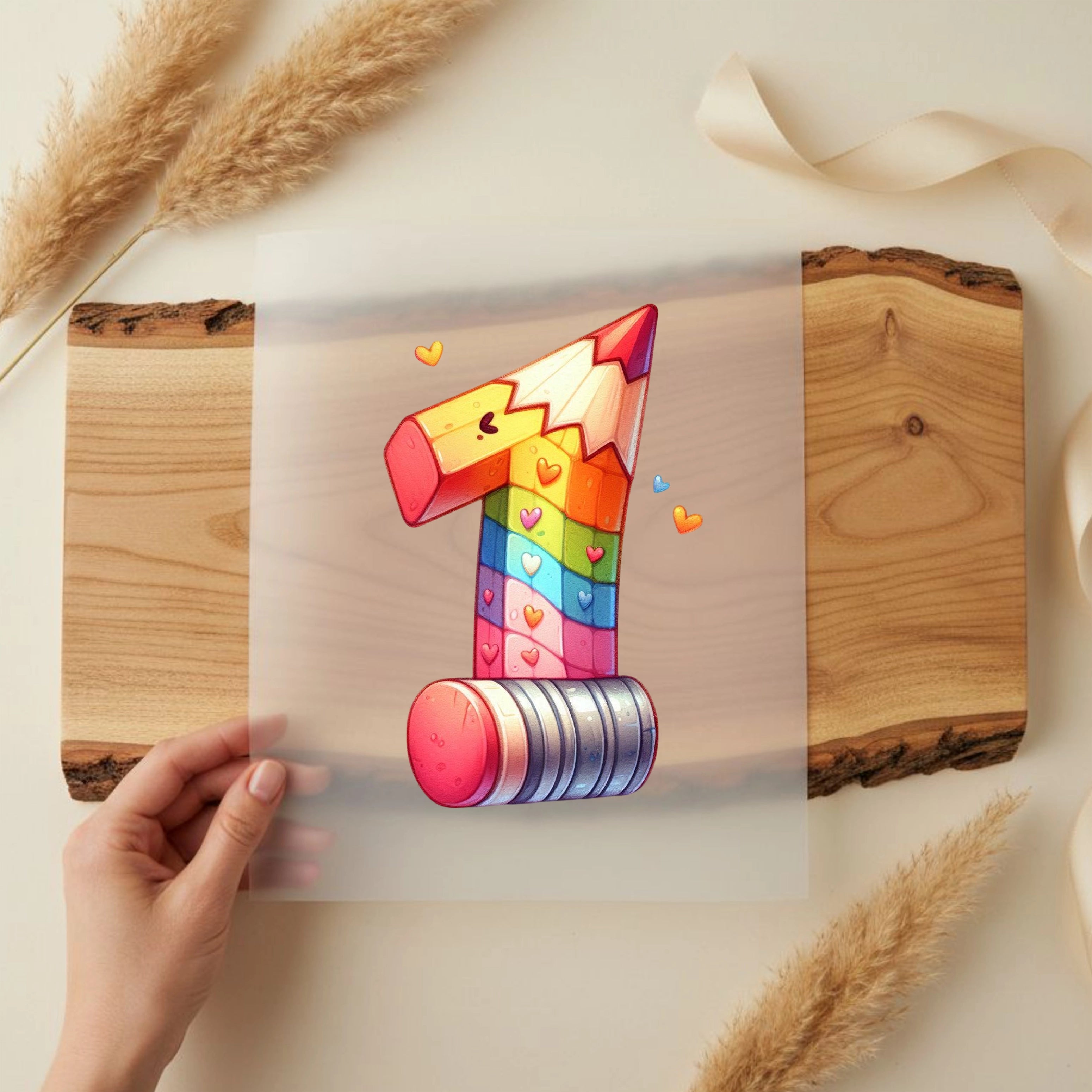 Bügelbild Buntstift Zahlen
