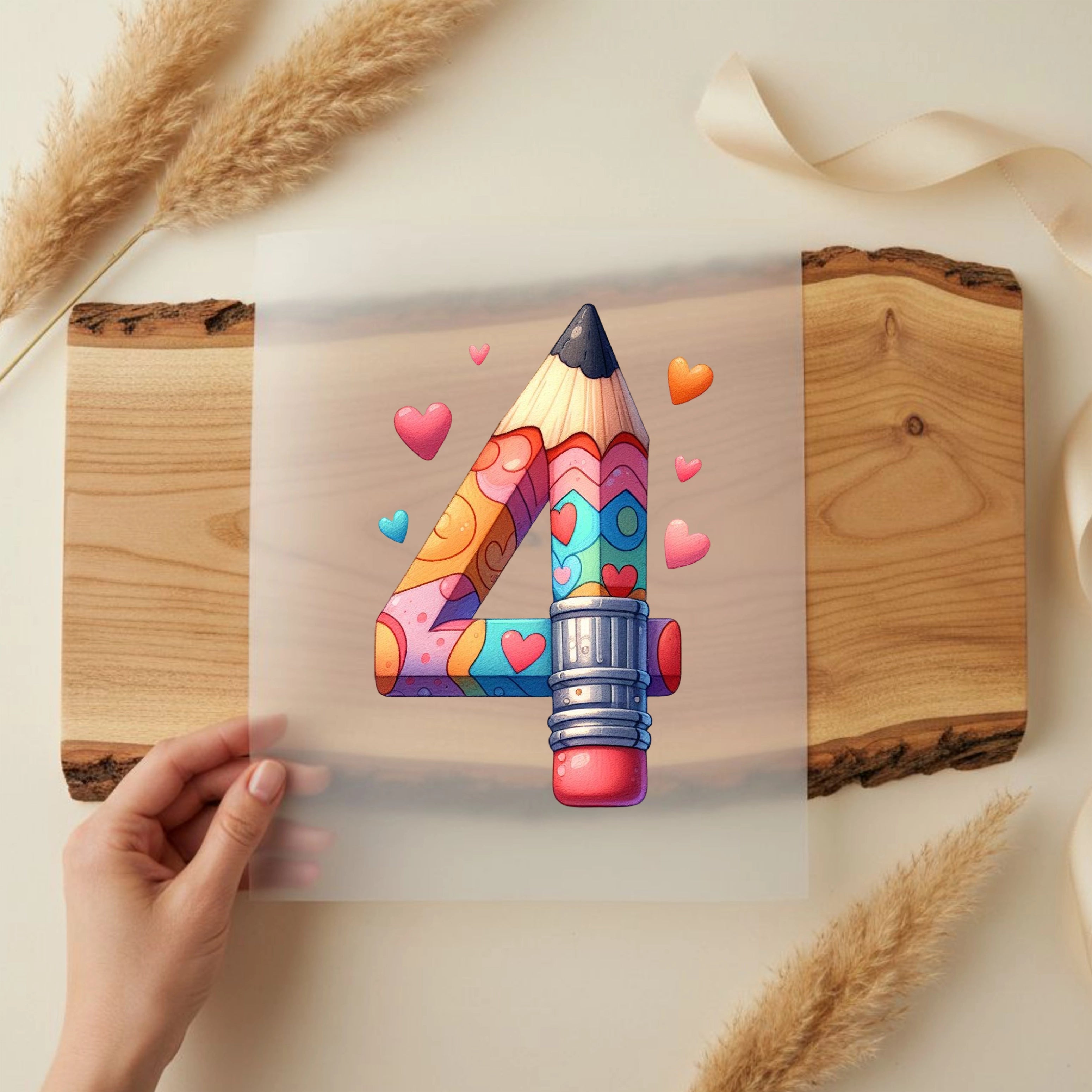 Bügelbild Buntstift Zahlen