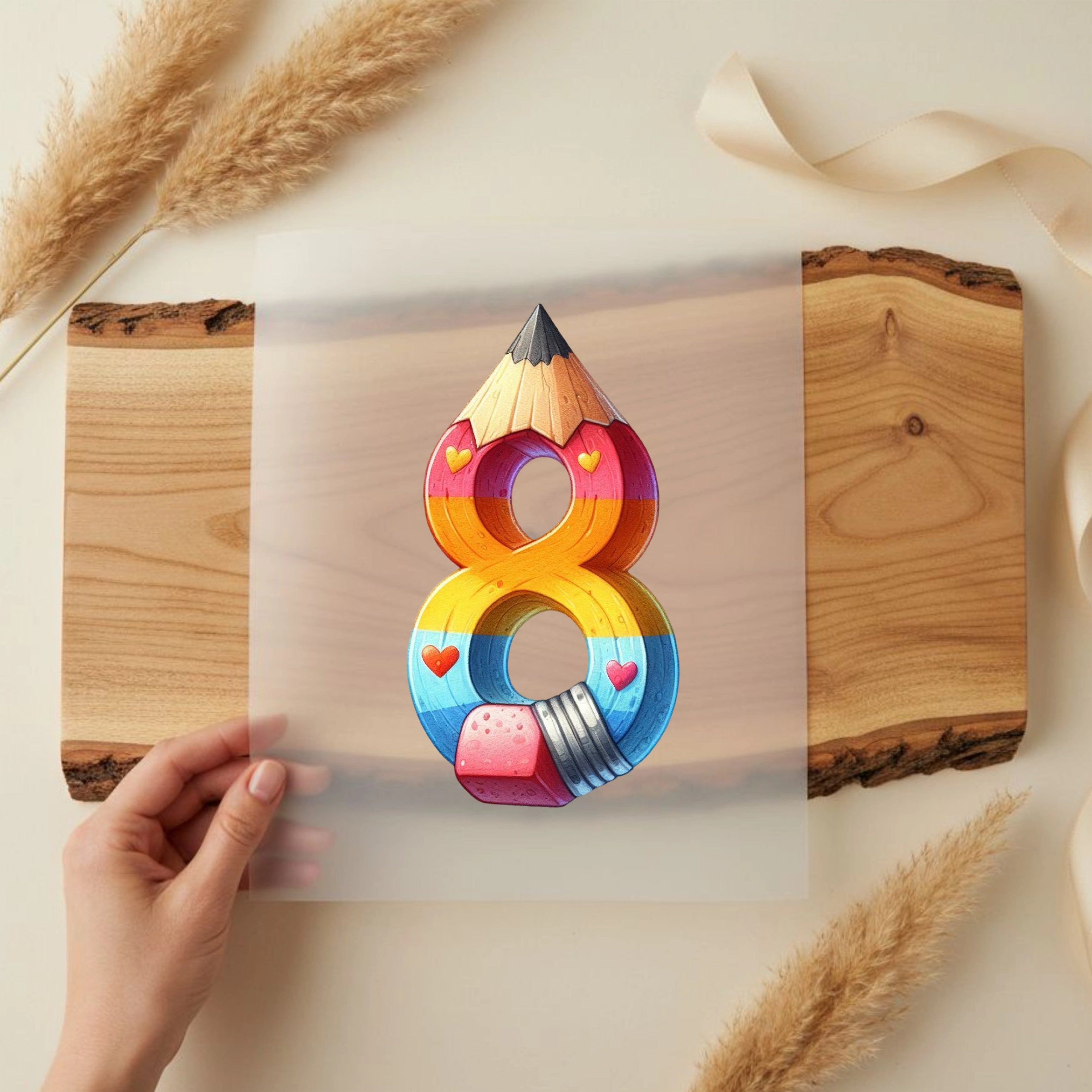 Bügelbild Buntstift Zahlen