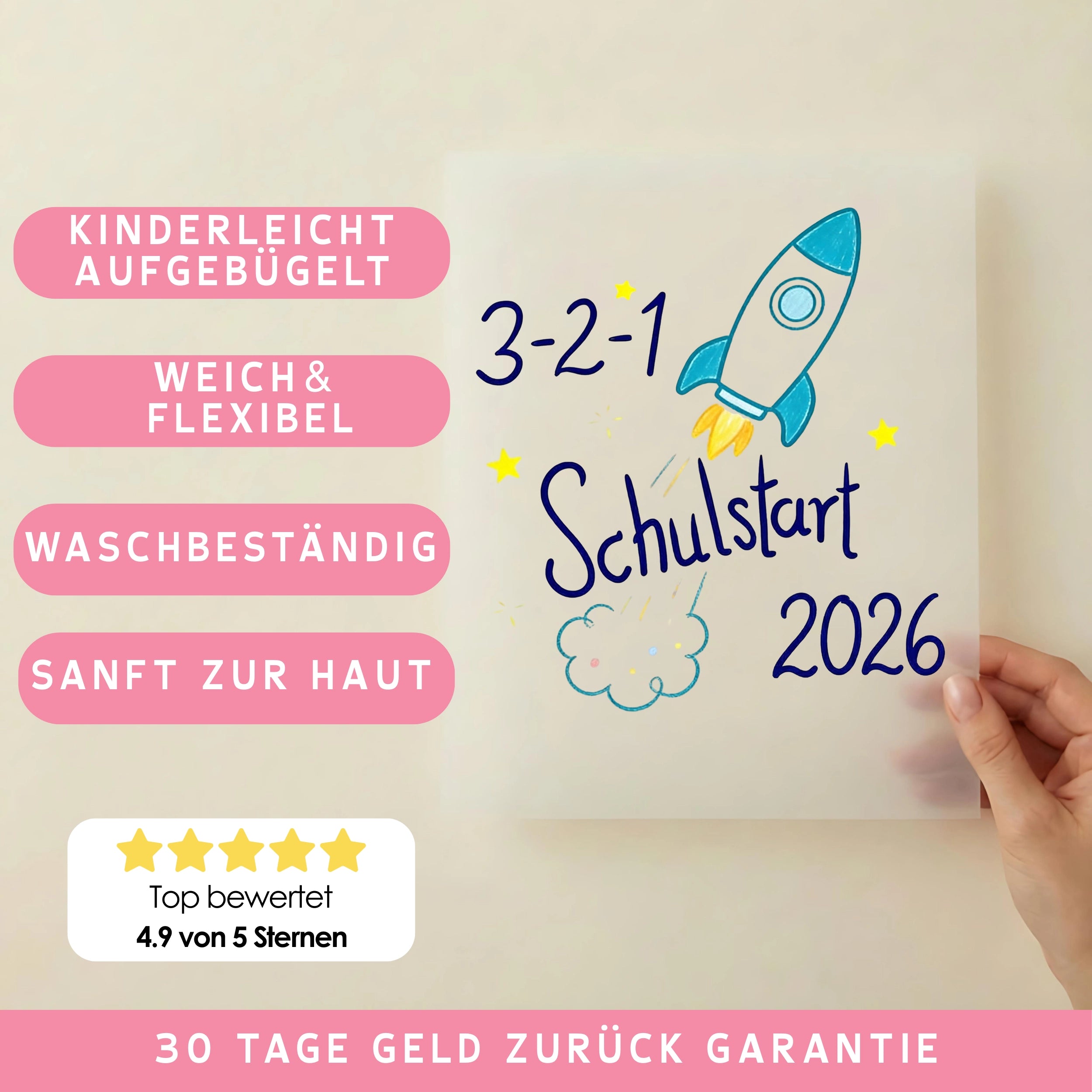 Bügelbild Bügelbild 321 Schulstart Rakete