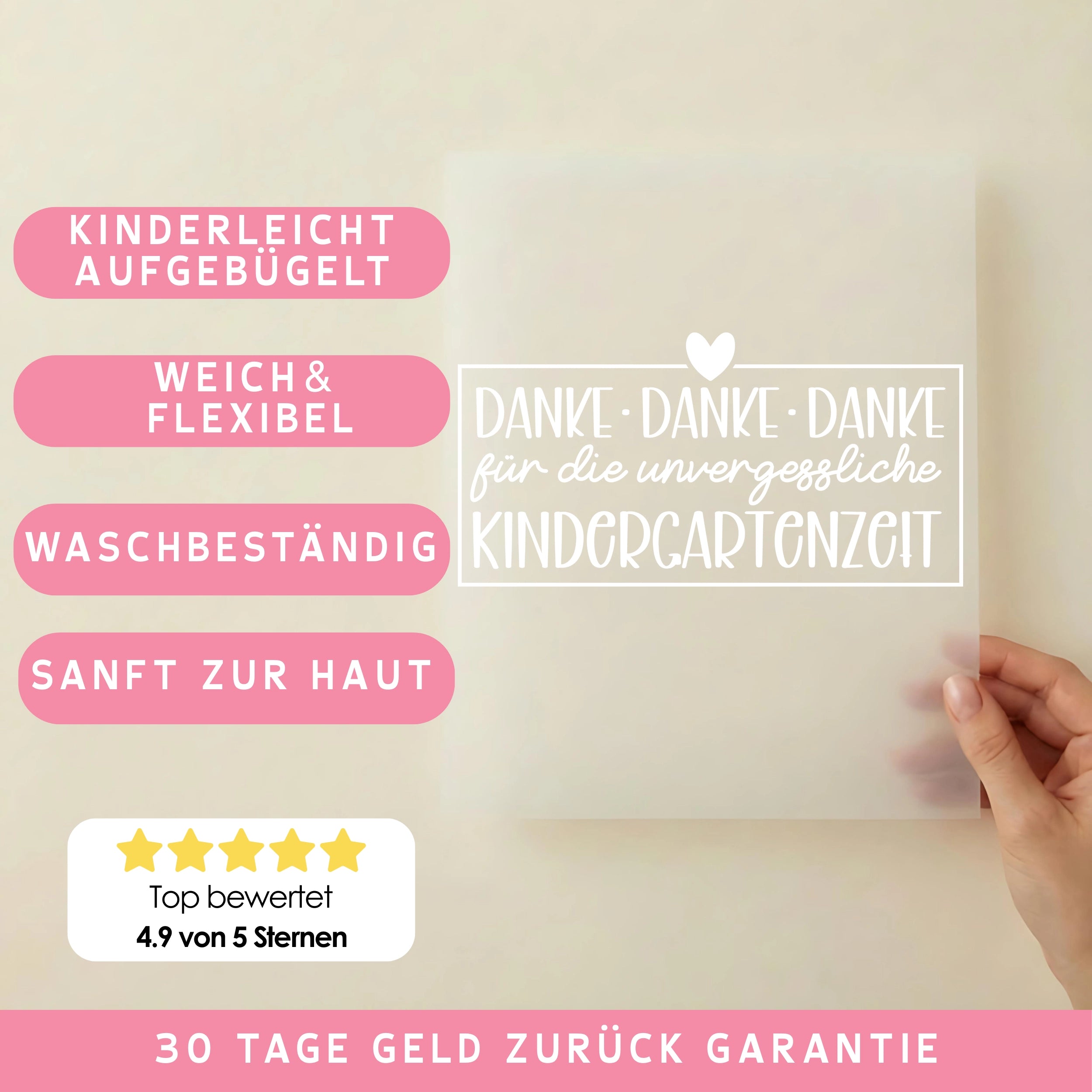 Bügelbild Danke für die Kindergartenzeit