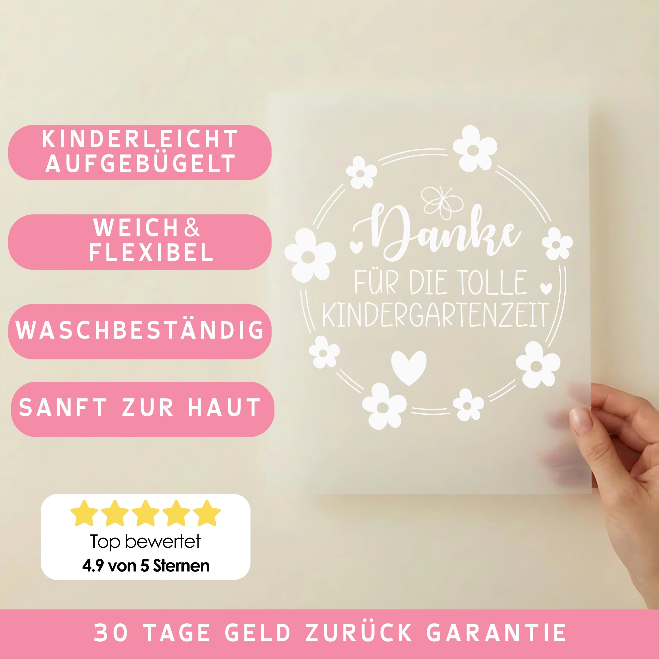 Bügelbild Danke Kindergartenzeit