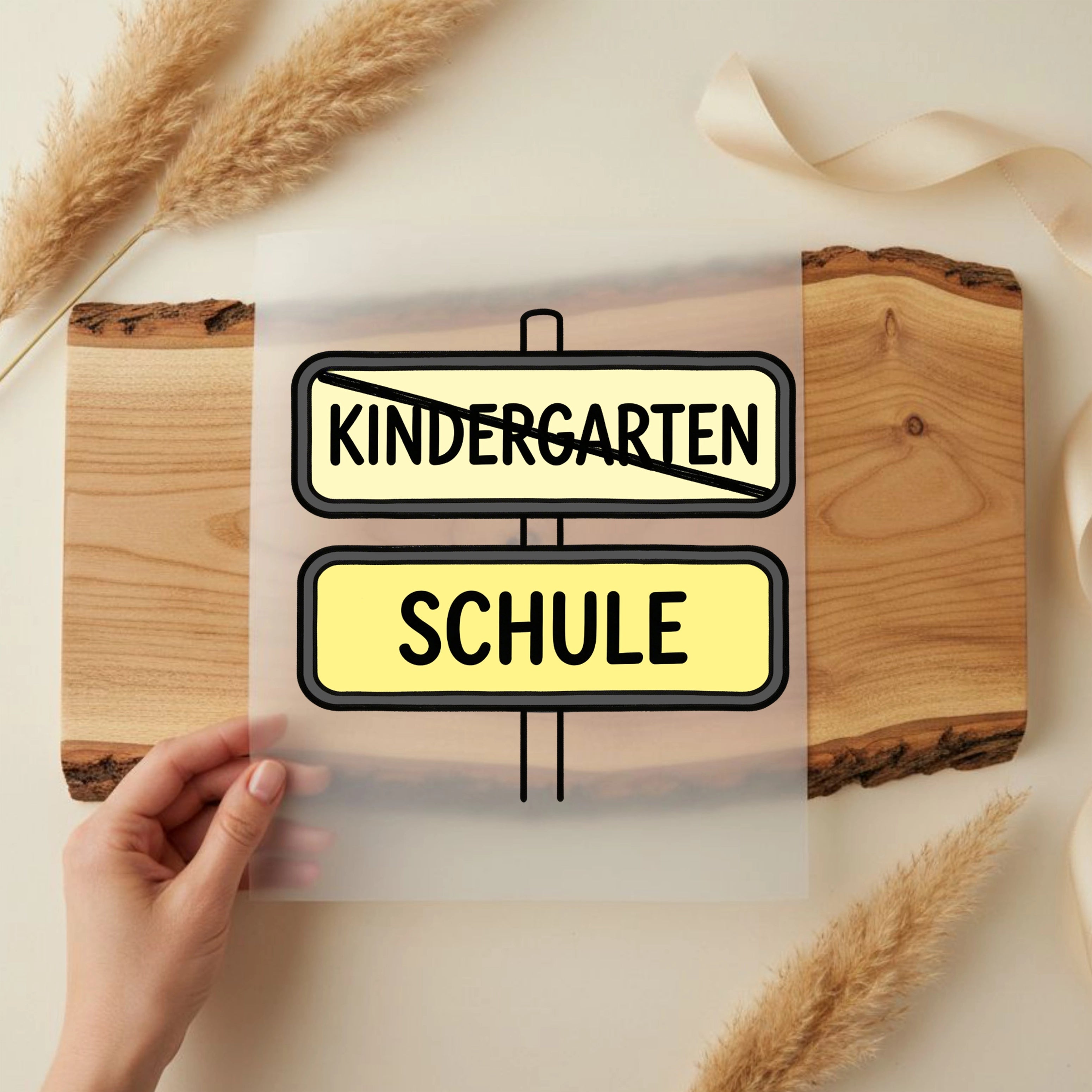Bügelbild Einschulung Wegweiser