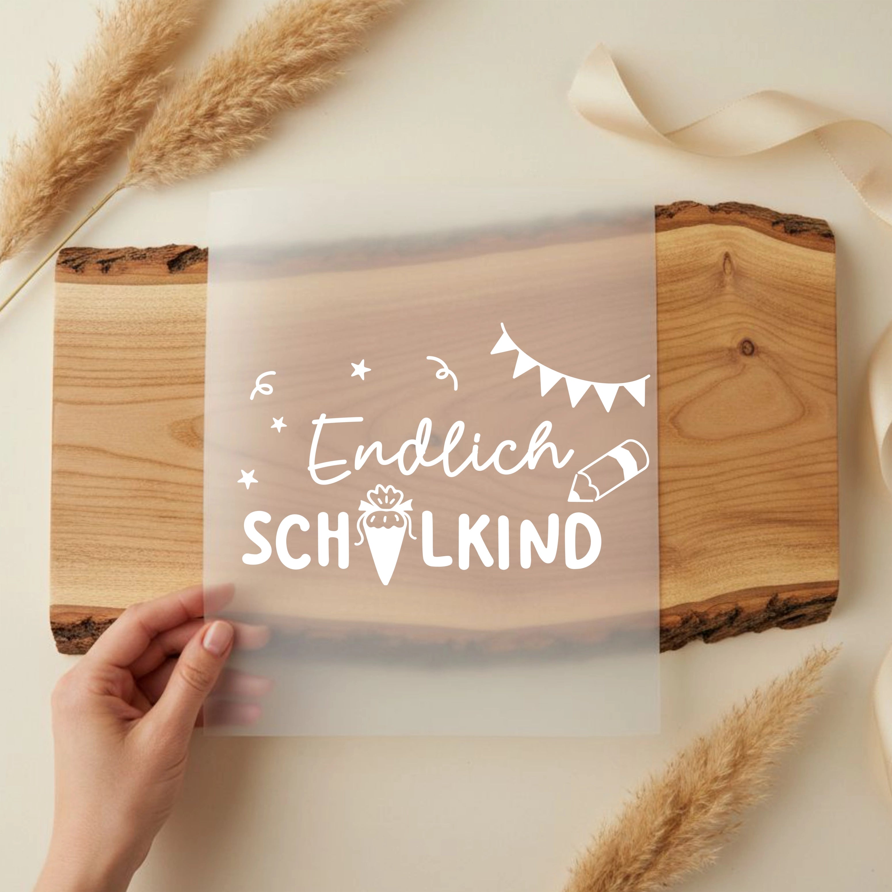 Bügelbild Endlich Schulkind Partywimpel