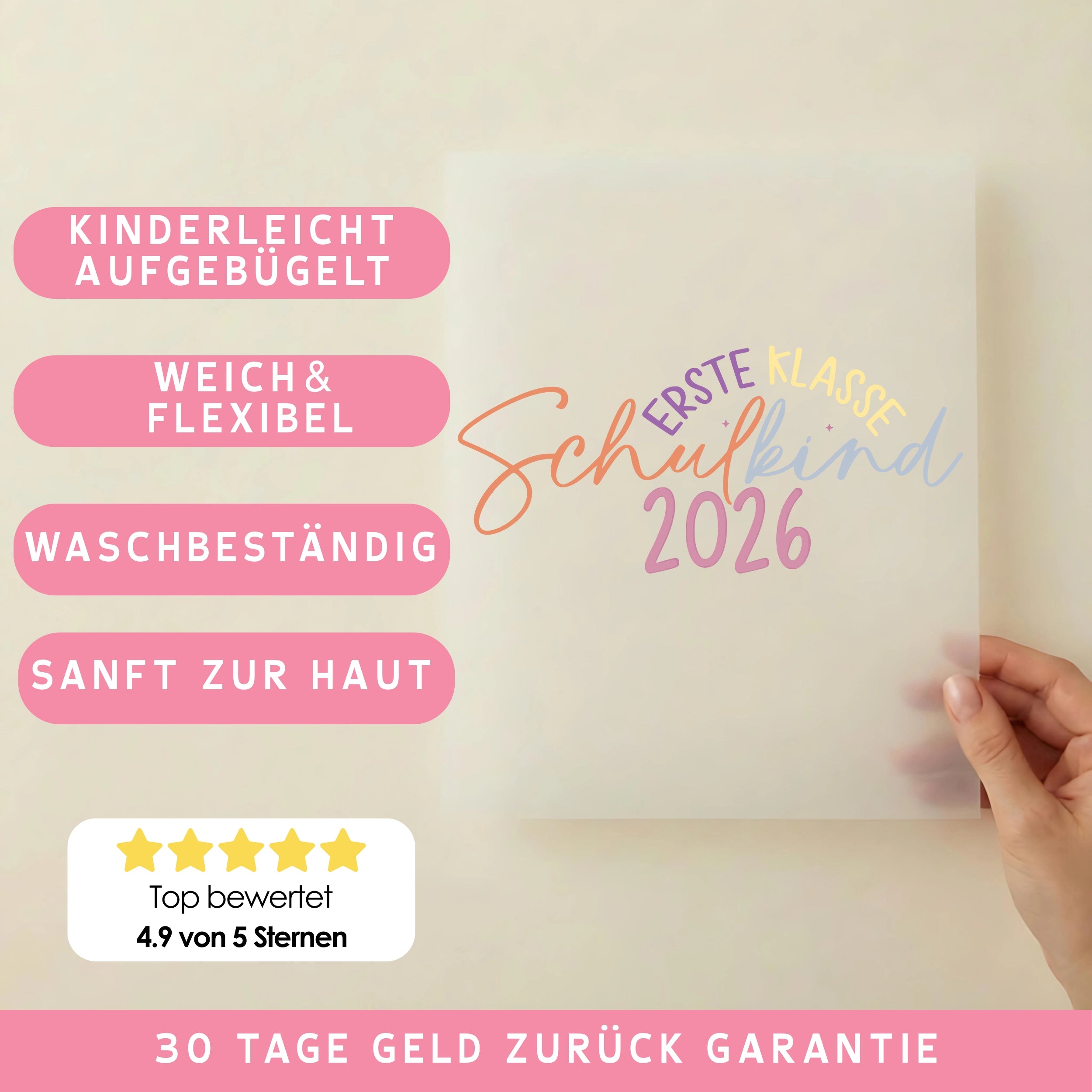 Bügelbild Erste Klasse Schulkind 2026