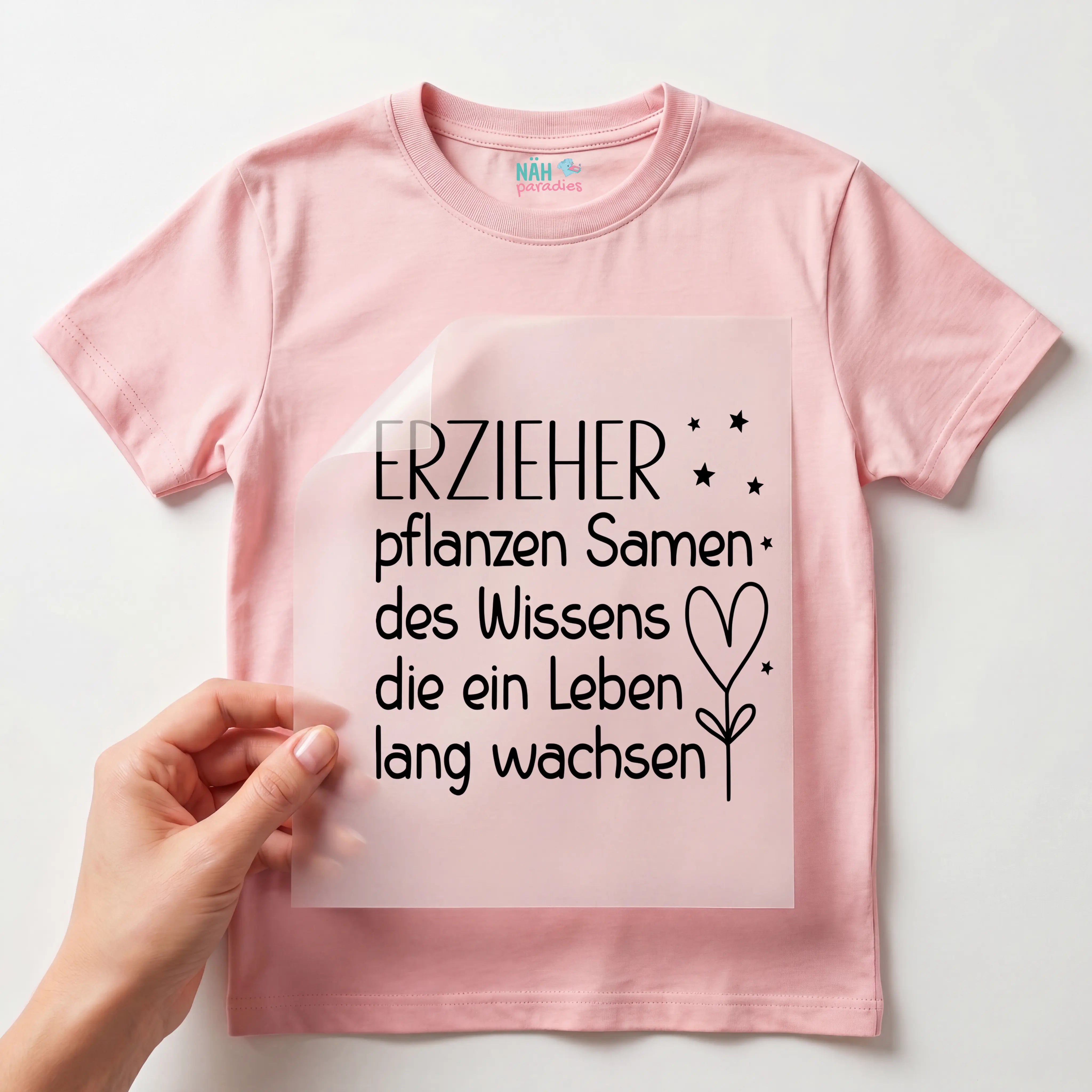 Bügelbild Erzieher pflanzen Samen