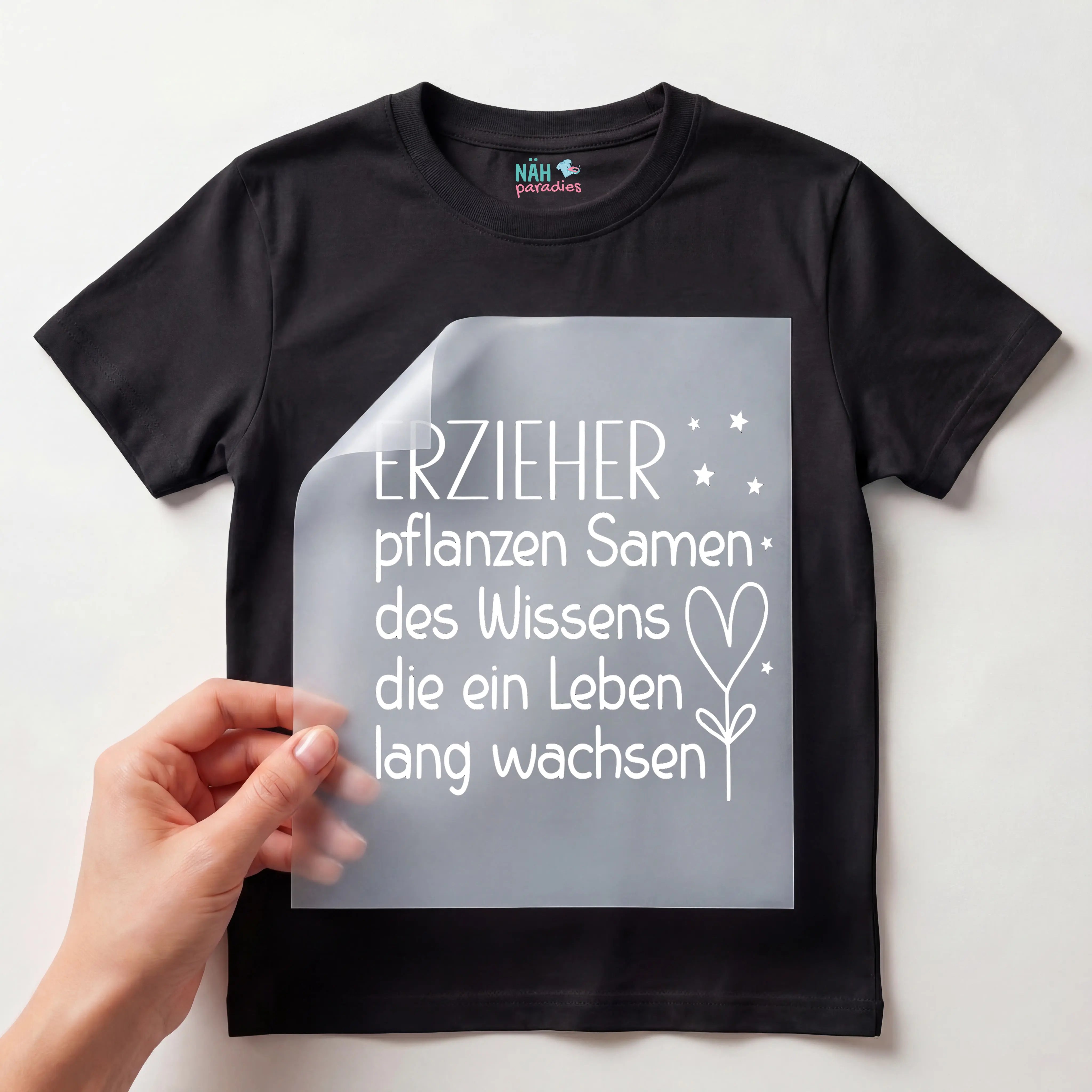 Bügelbild Erzieher pflanzen Samen