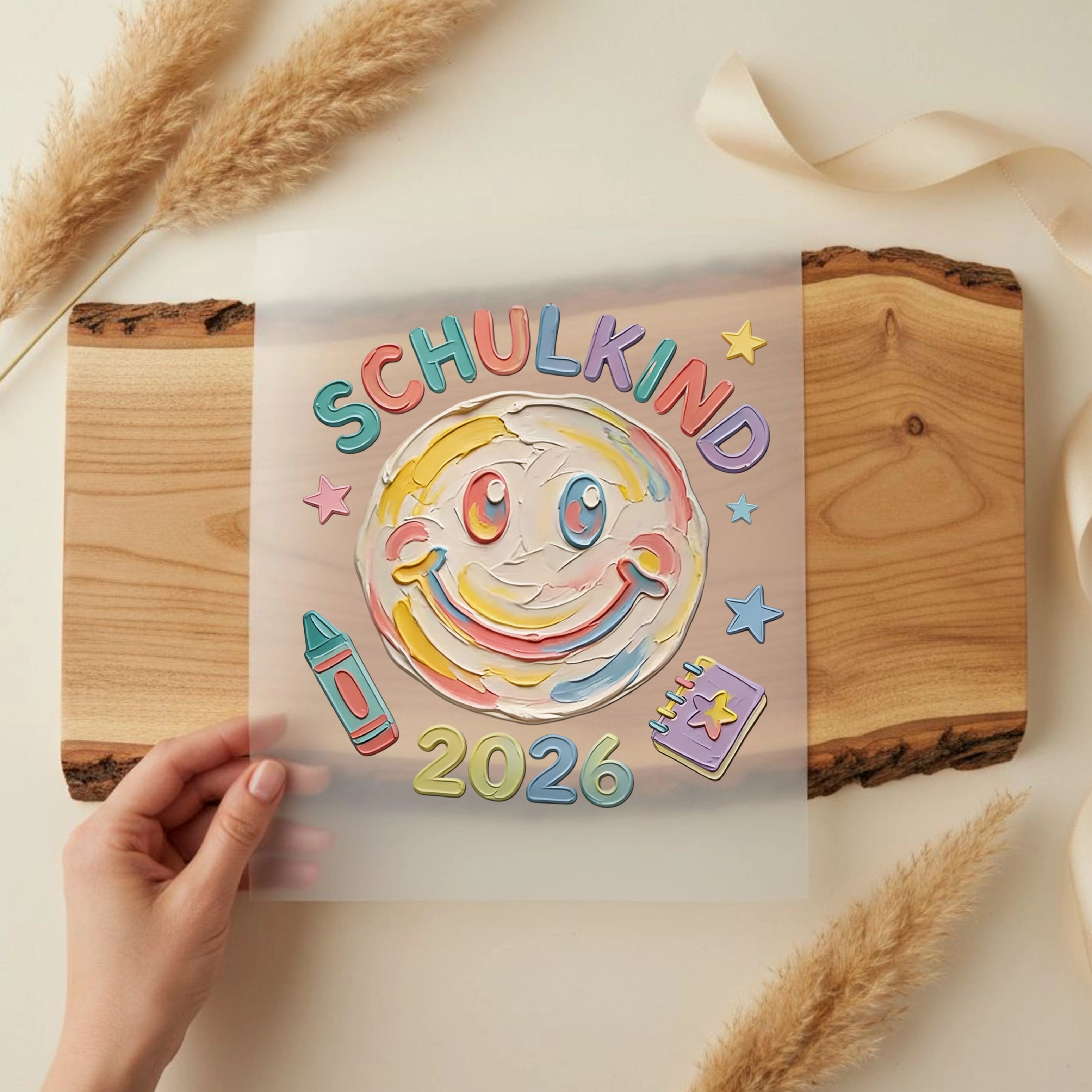 Bügelbild Fröhlicher Schulkind Smiley
