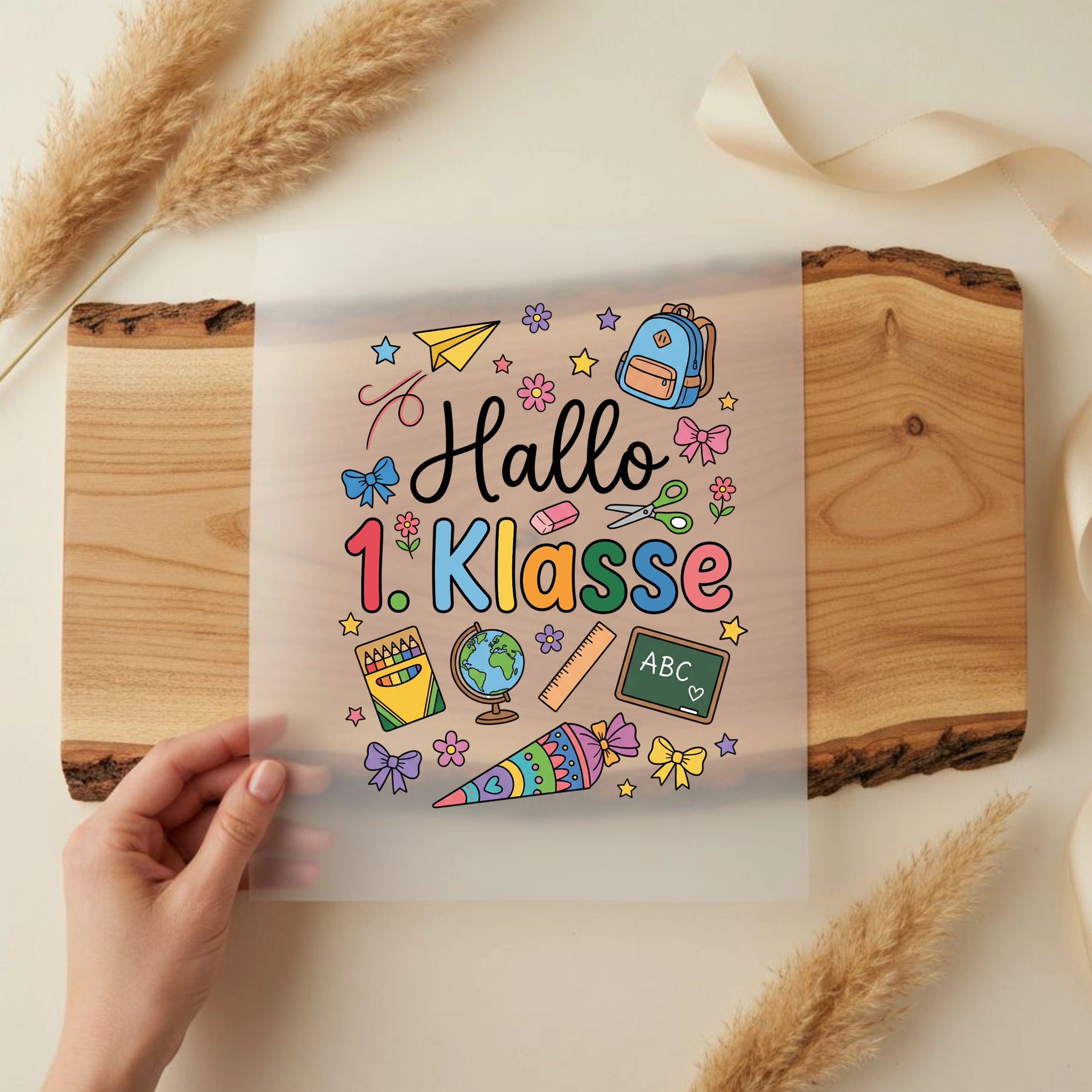 Bügelbild Hallo 1. Klasse bunte Sammlung