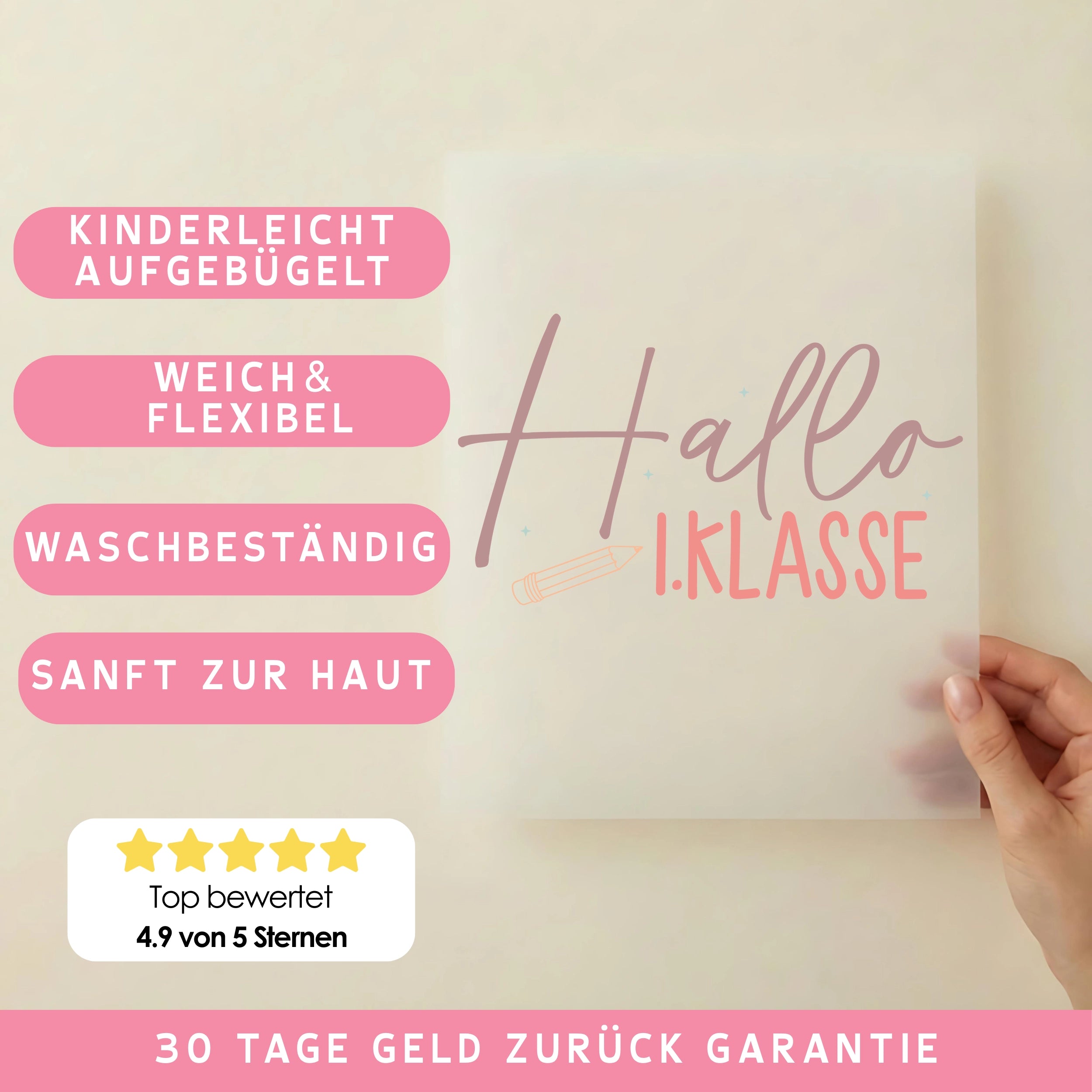 Bügelbild Hallo 1. Klasse