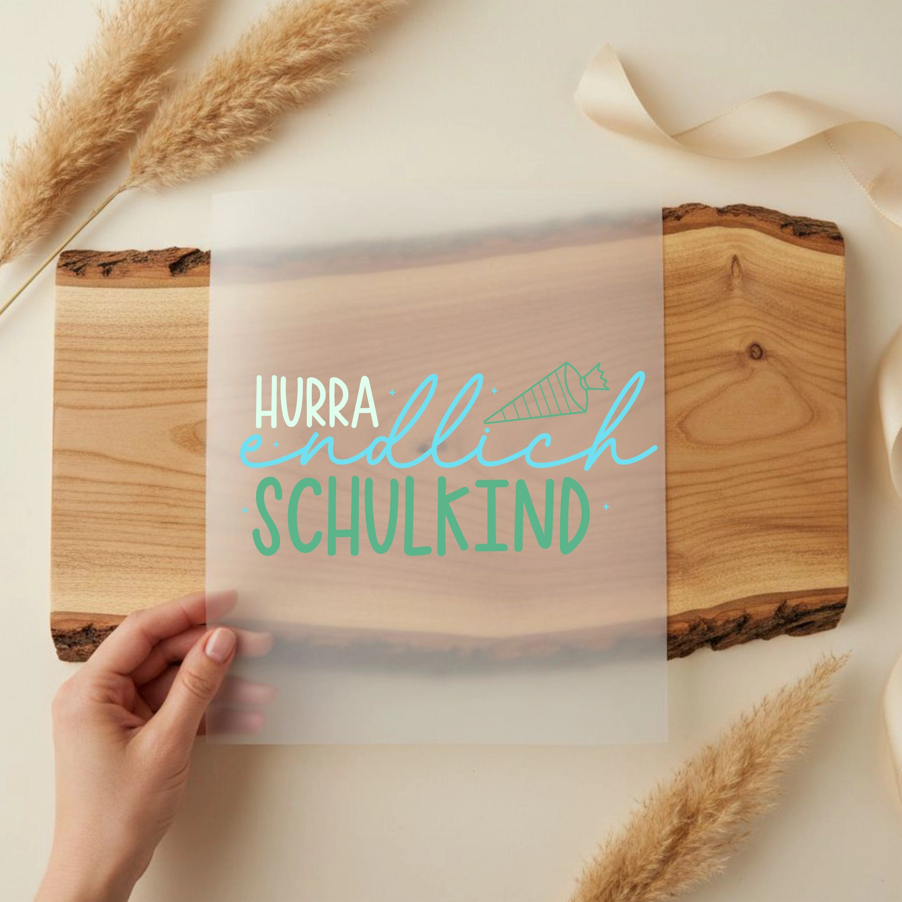 Bügelbild Hurra endlich Schulkind