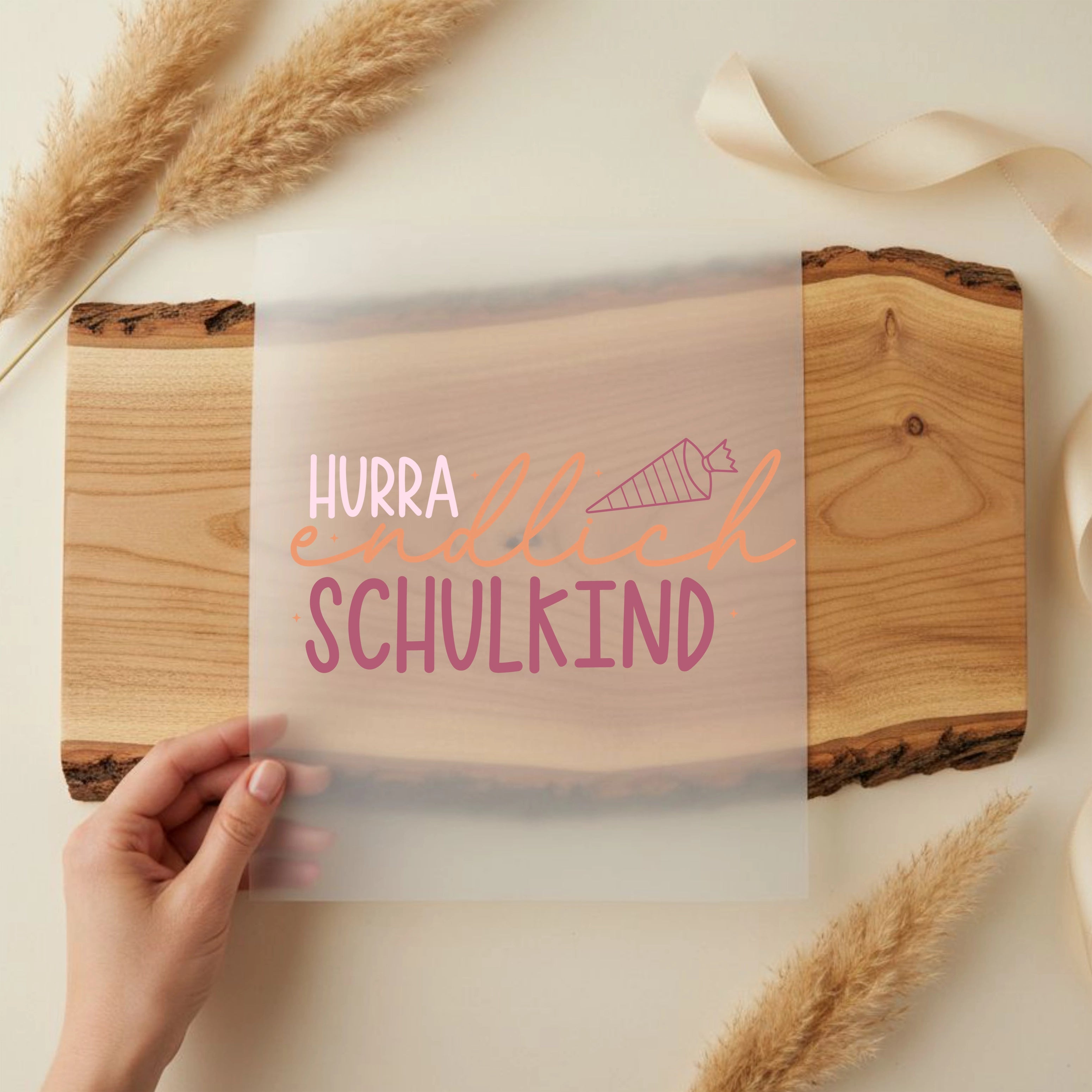 Bügelbild Hurra endlich Schulkind