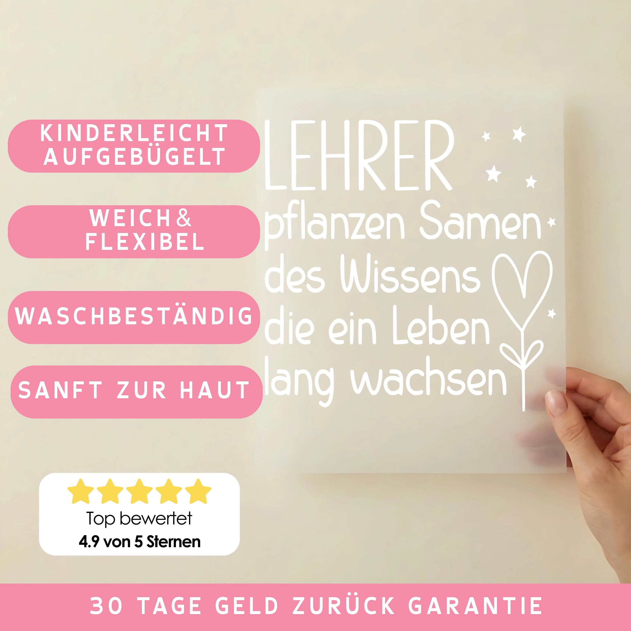 Bügelbild Lehrer pflanzen Samen