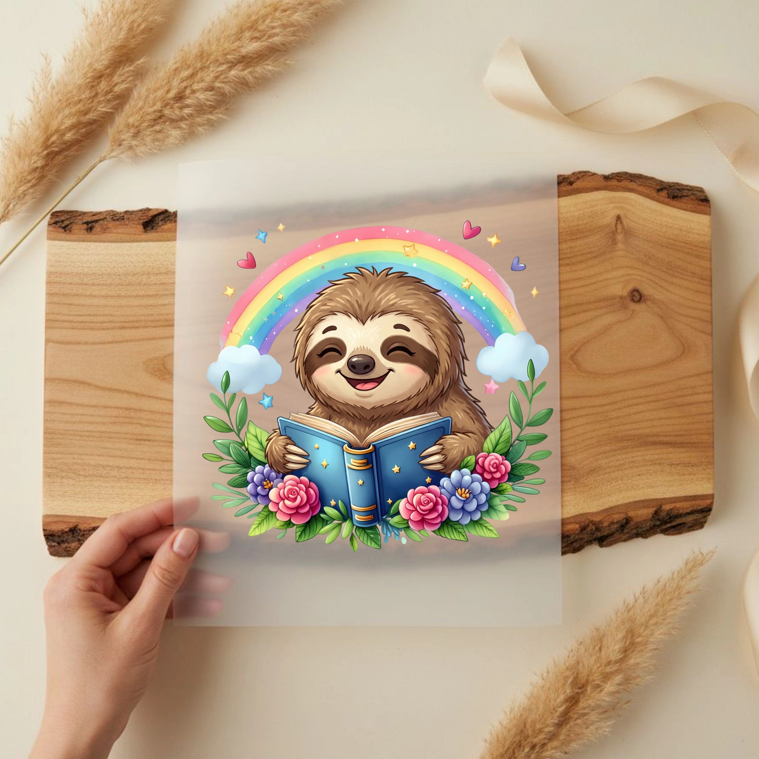 Bügelbild Regenbogenleser Faultier