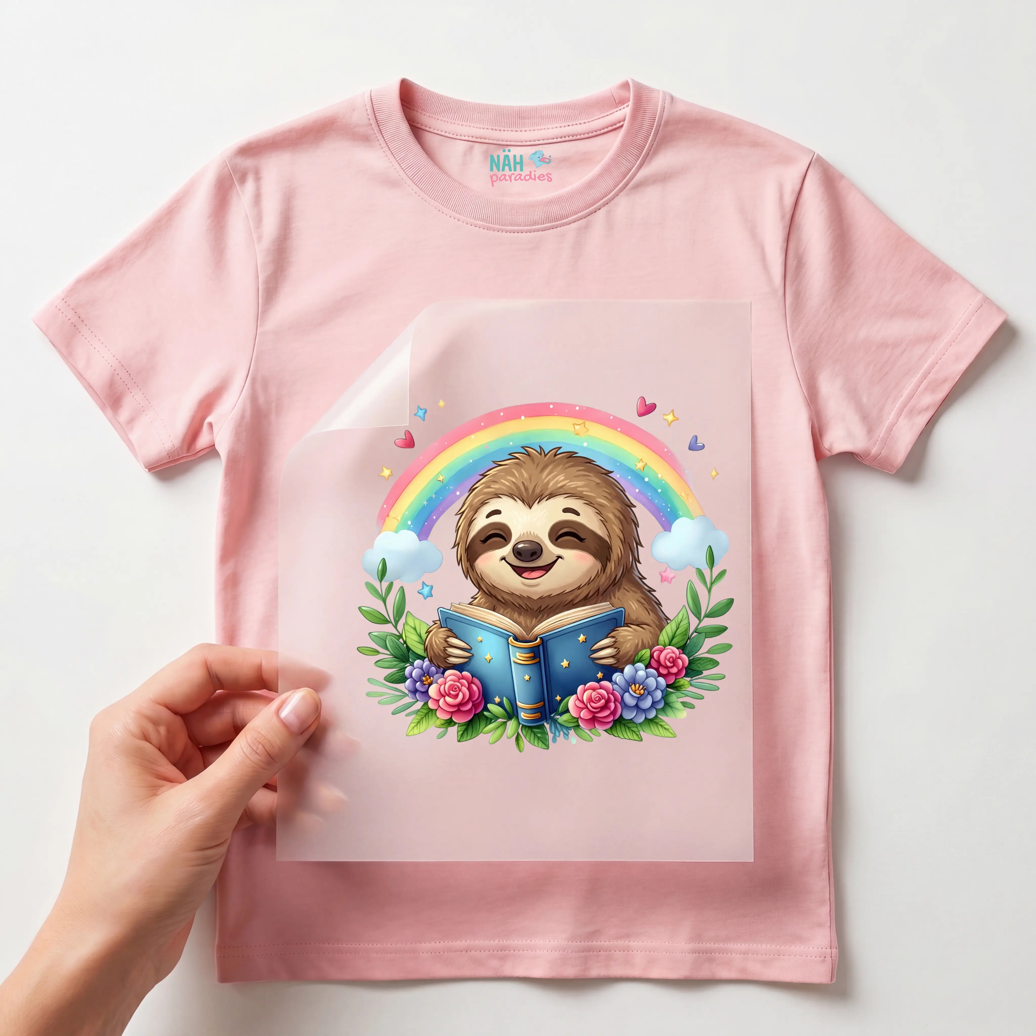 Bügelbild Regenbogenleser Faultier
