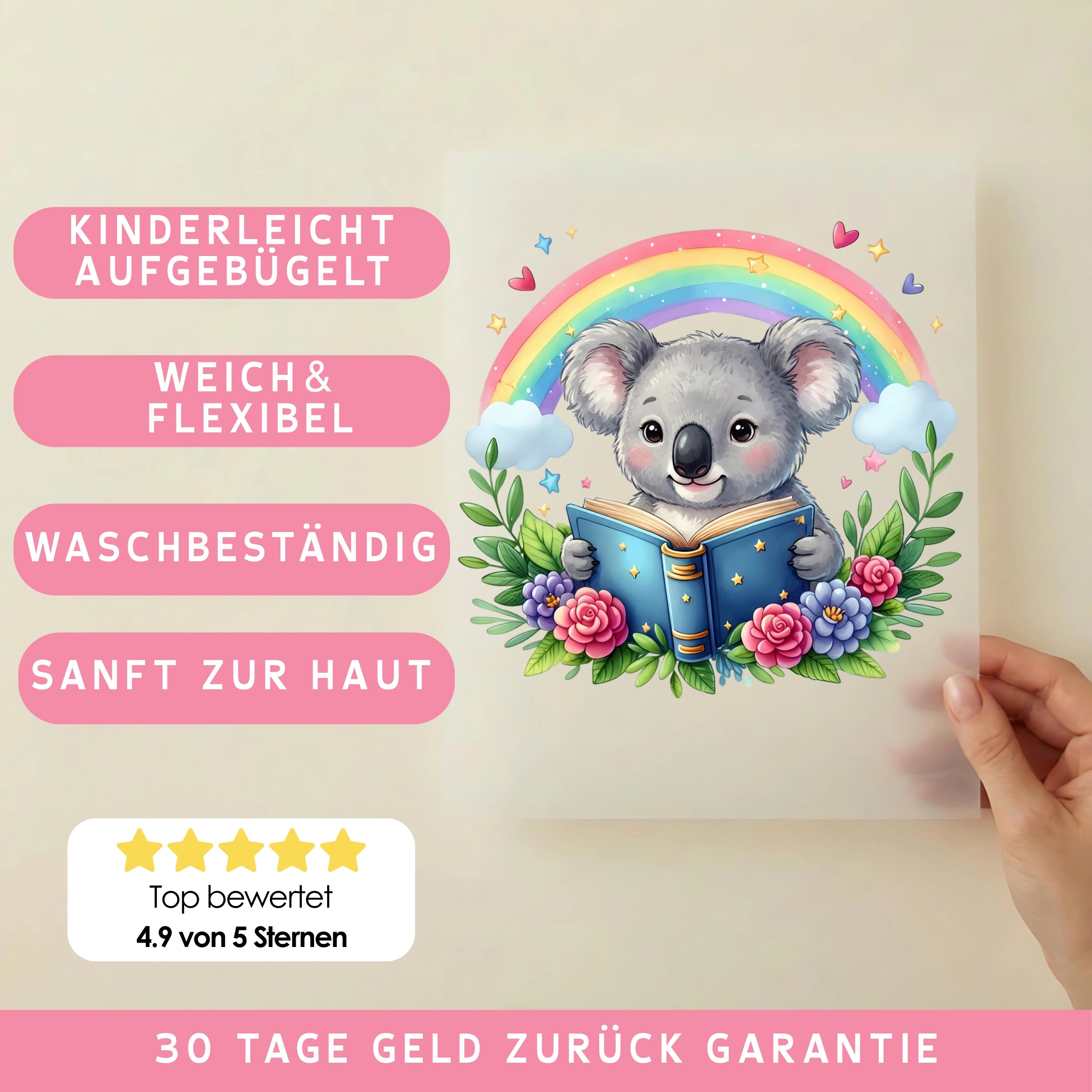 Bügelbild Regenbogenleser Koala