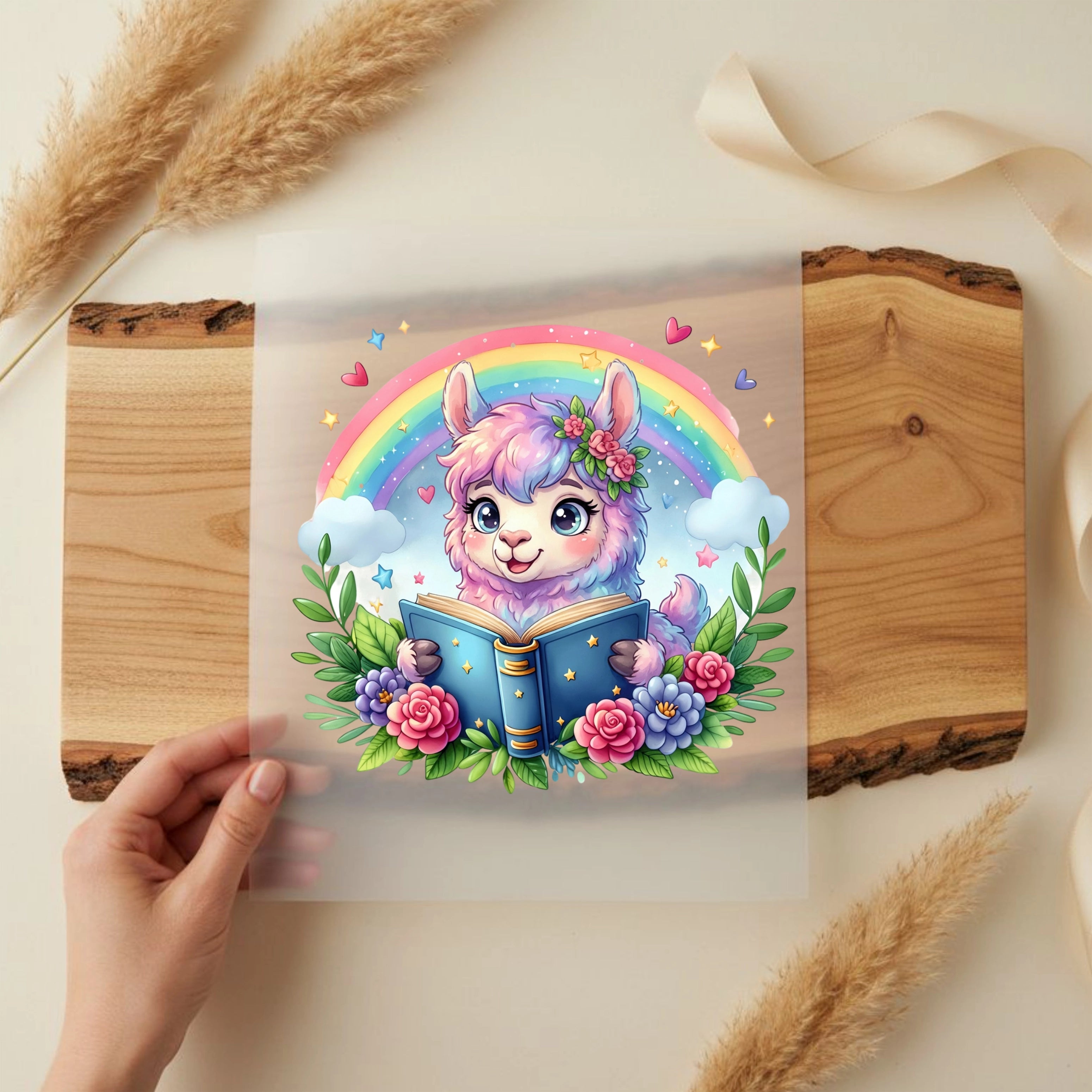 Bügelbild Regenbogenleser Lama