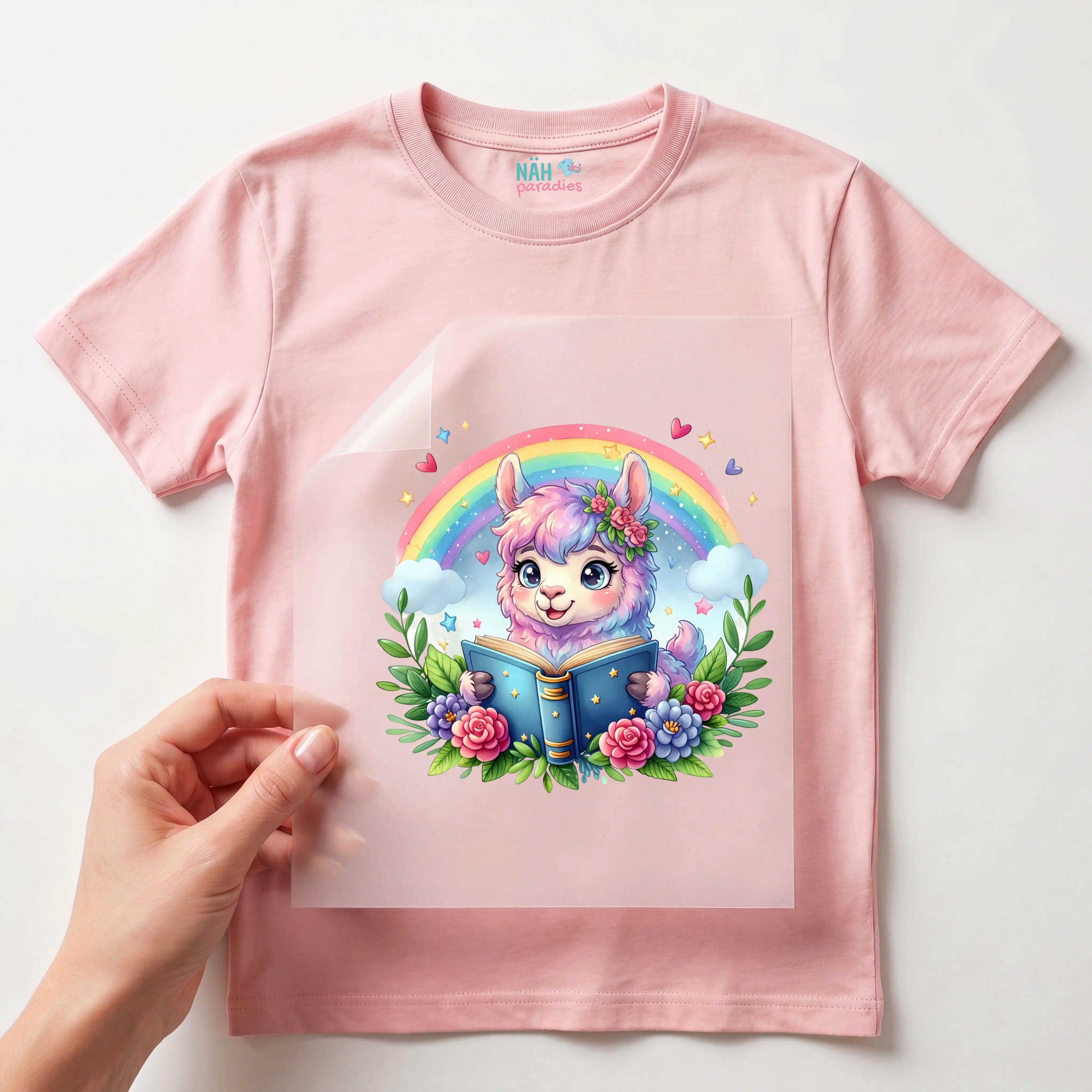 Bügelbild Regenbogenleser Lama