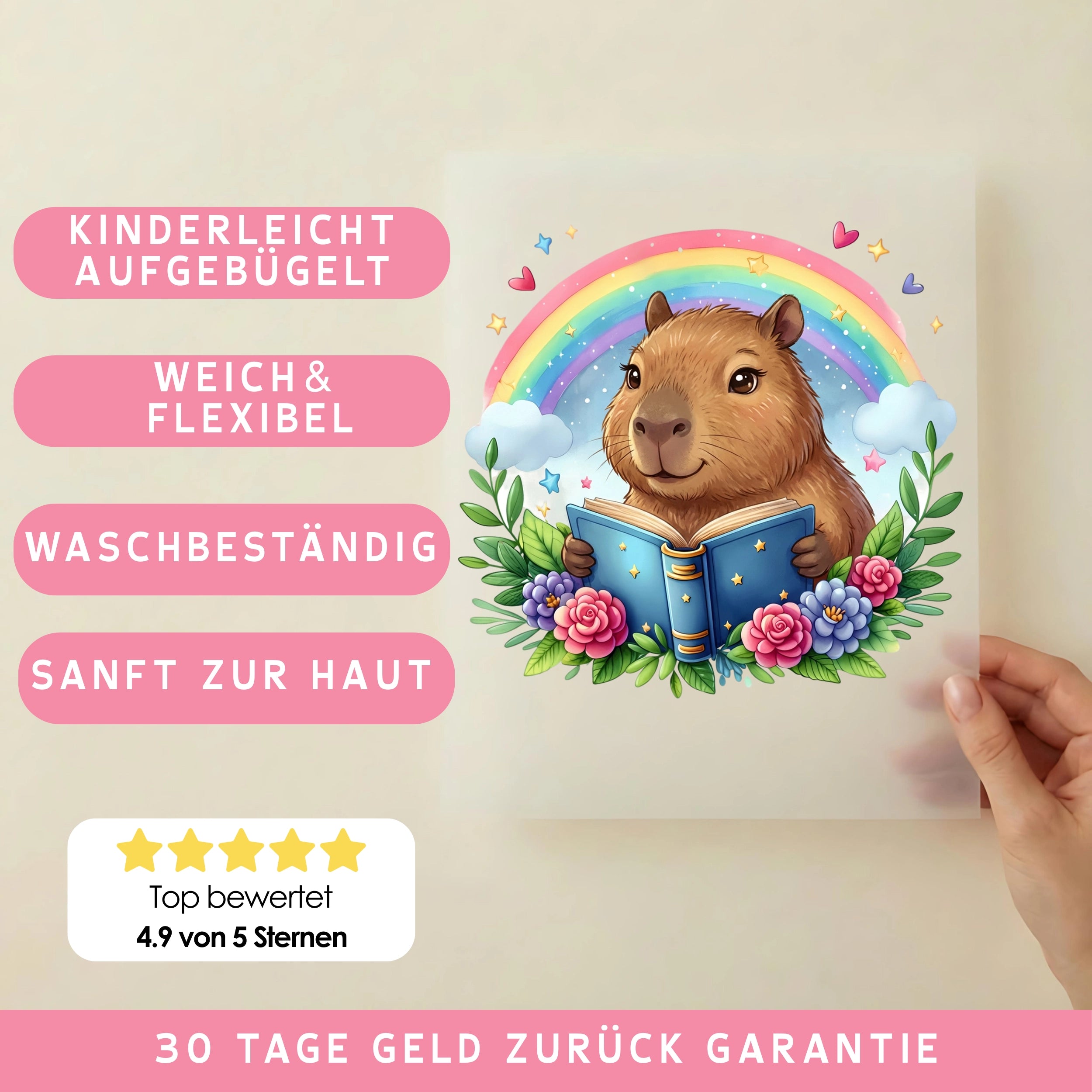 Bügelbild Regenbogenleser Capybara