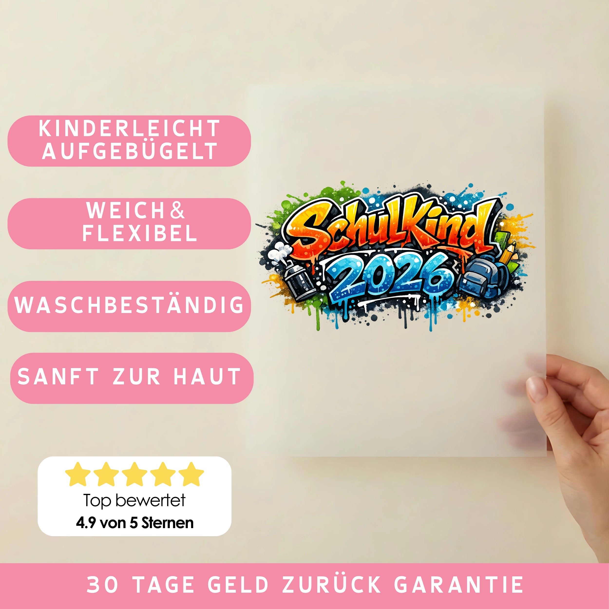 Bügelbild Schulkind 2026 Grafiti