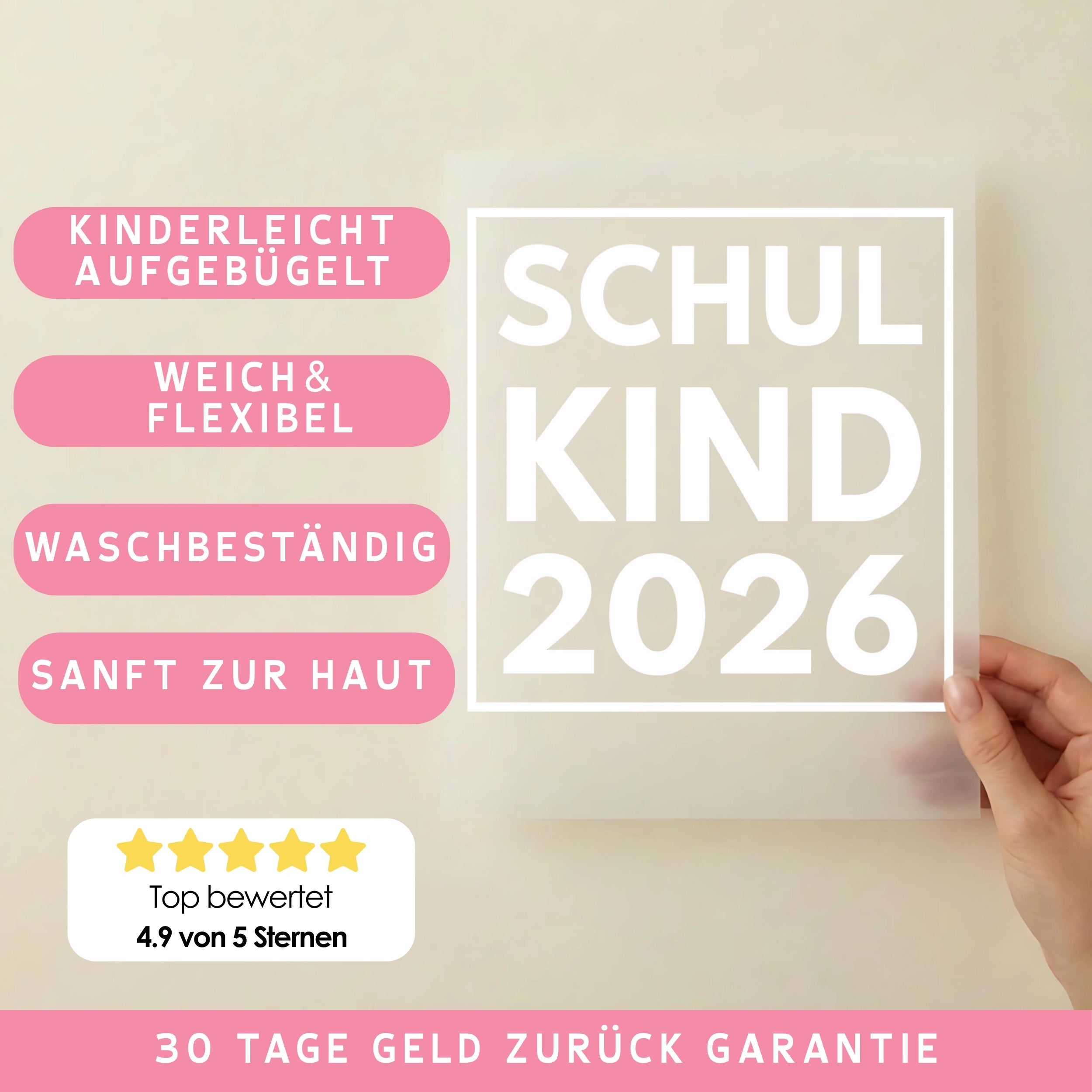 Bügelbild Schulkind 2026 Quadratisch