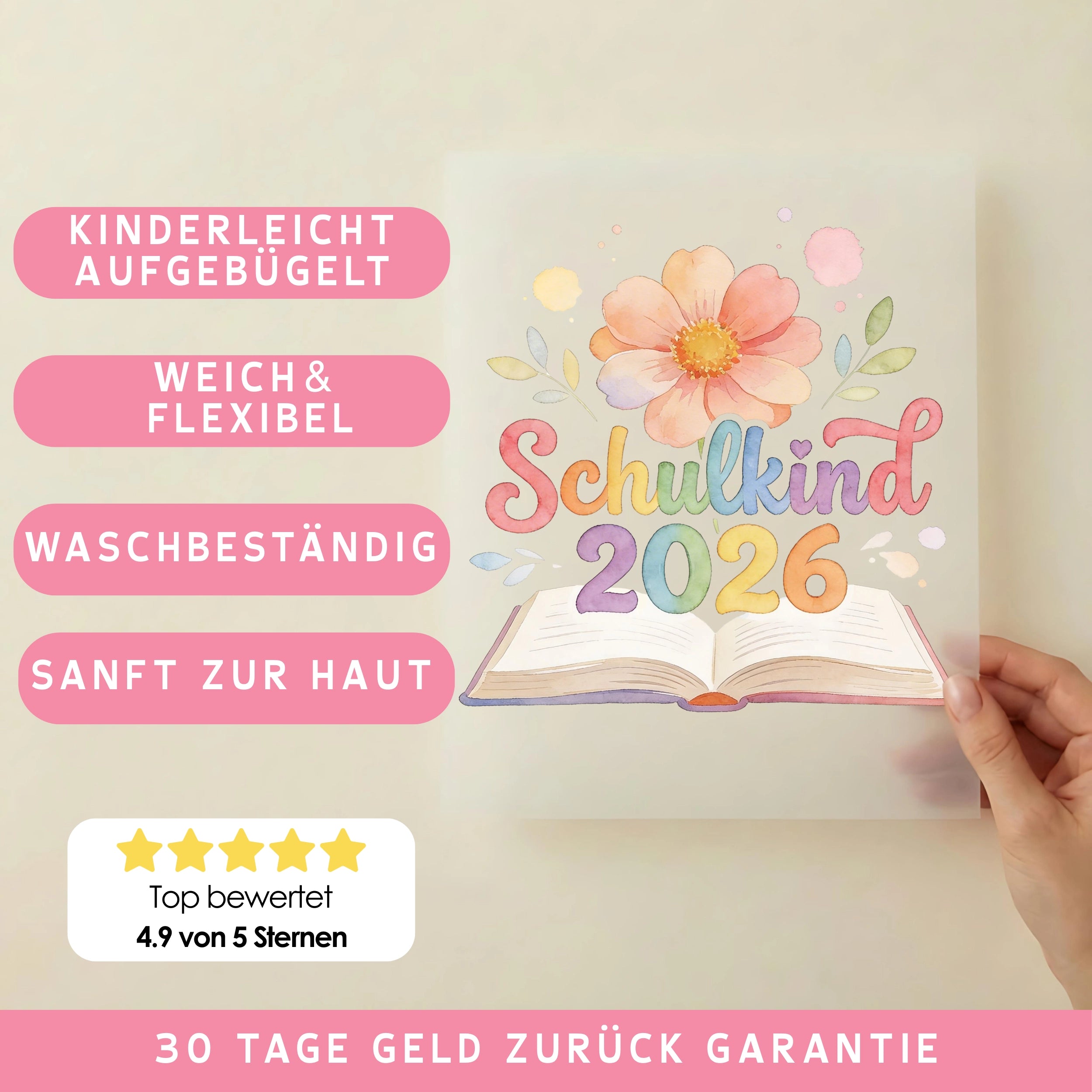 Bügelbild Schulkind Blumenliebe 2026