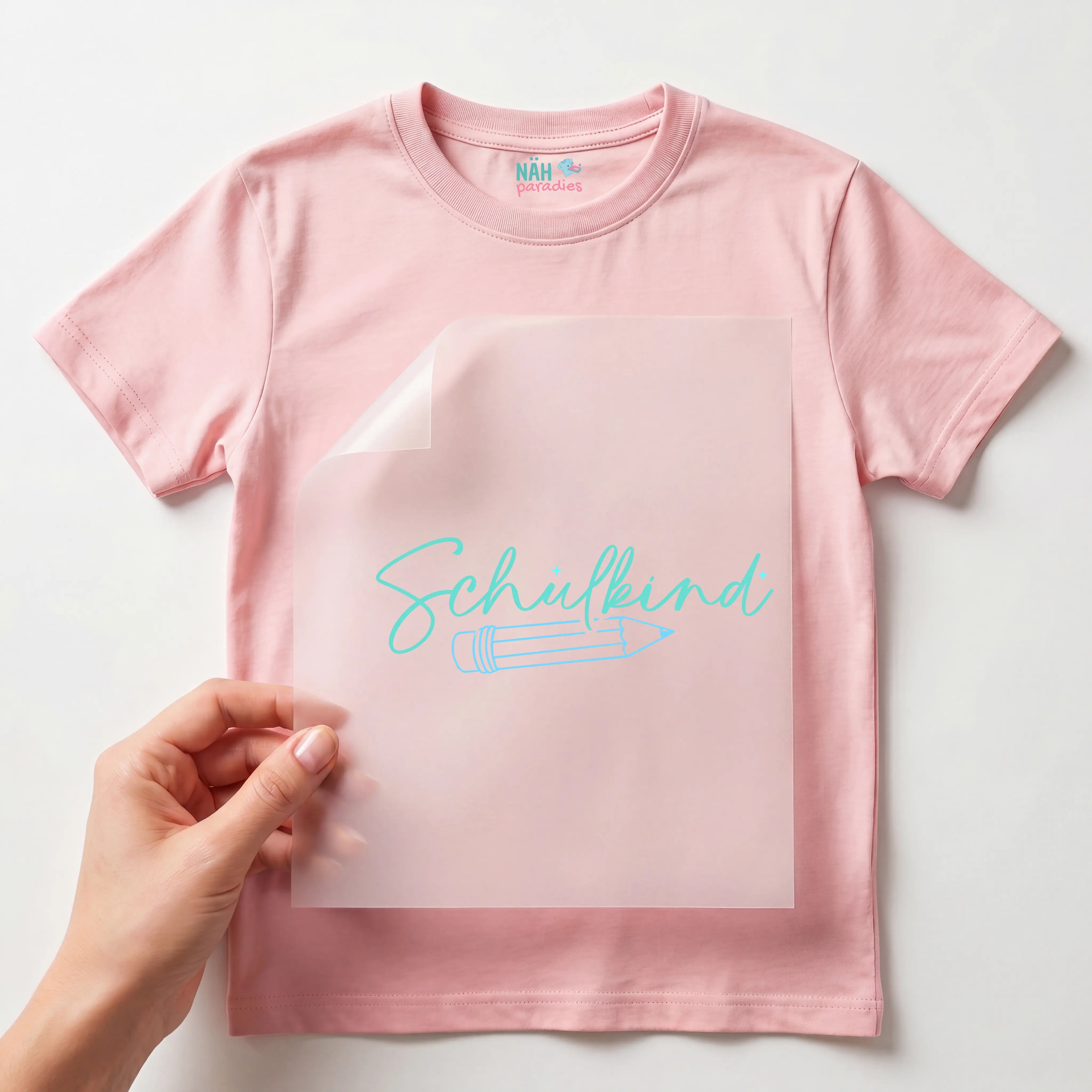 Bügelbild Schulkind Stift