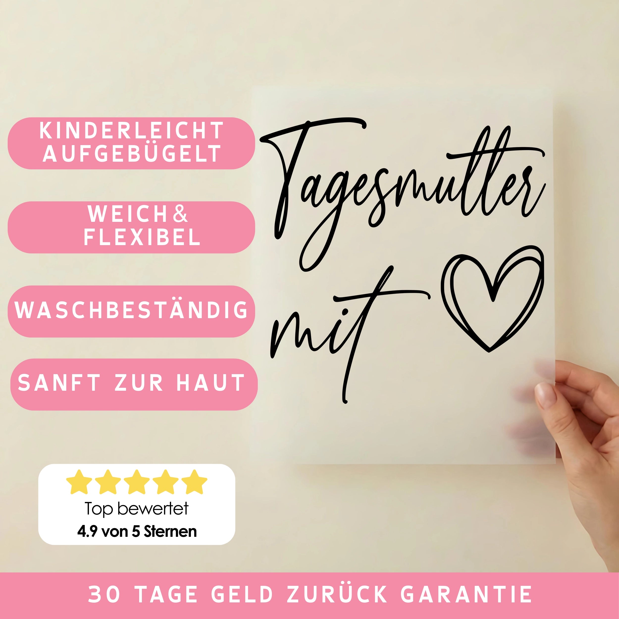 Bügelbild Tagesmutter mit Herz