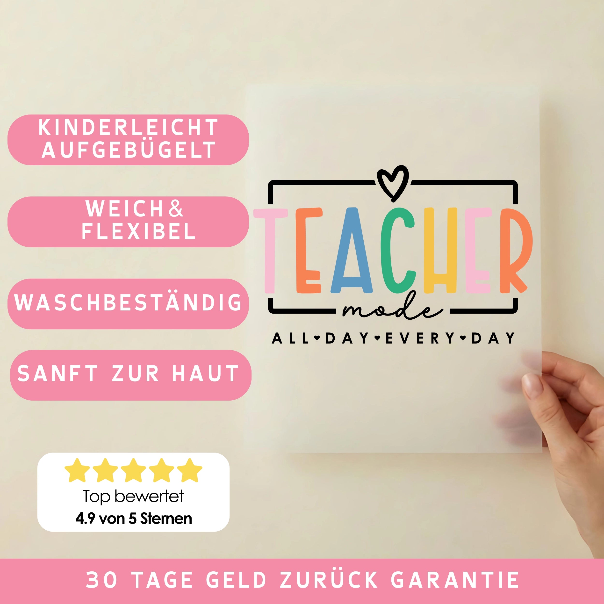 Bügelbild Teacher Mode Bunt