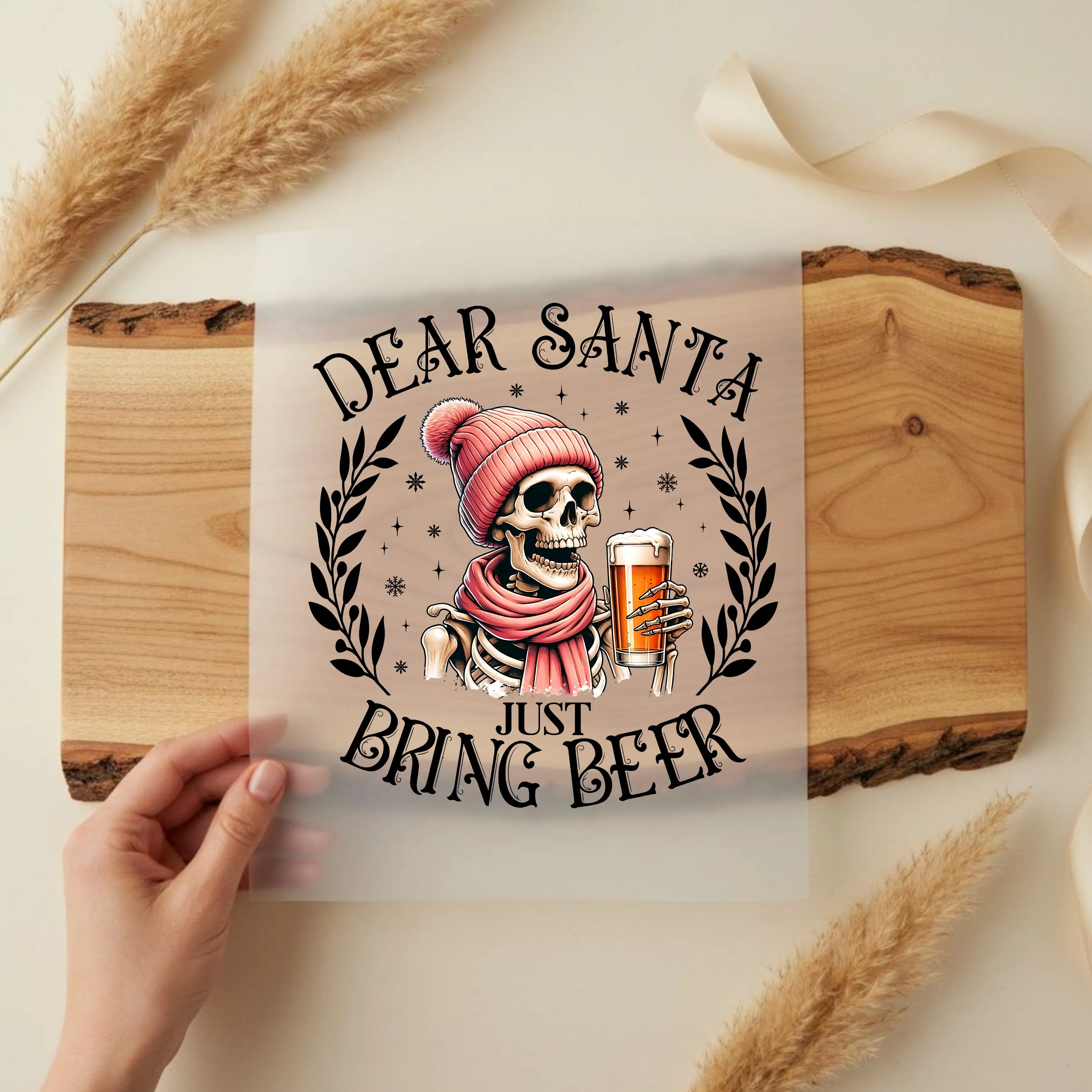 Bügelbild Schädel Just bring Beer