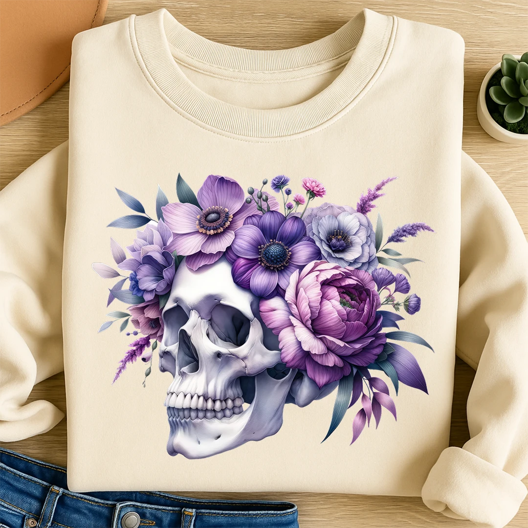 Bügelbild Schädel Lilac Skull