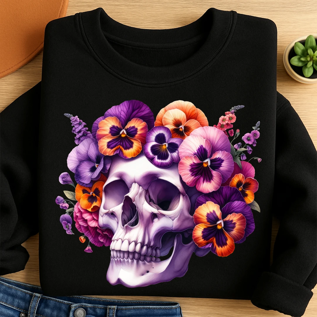 Bügelbild Schädel Viola