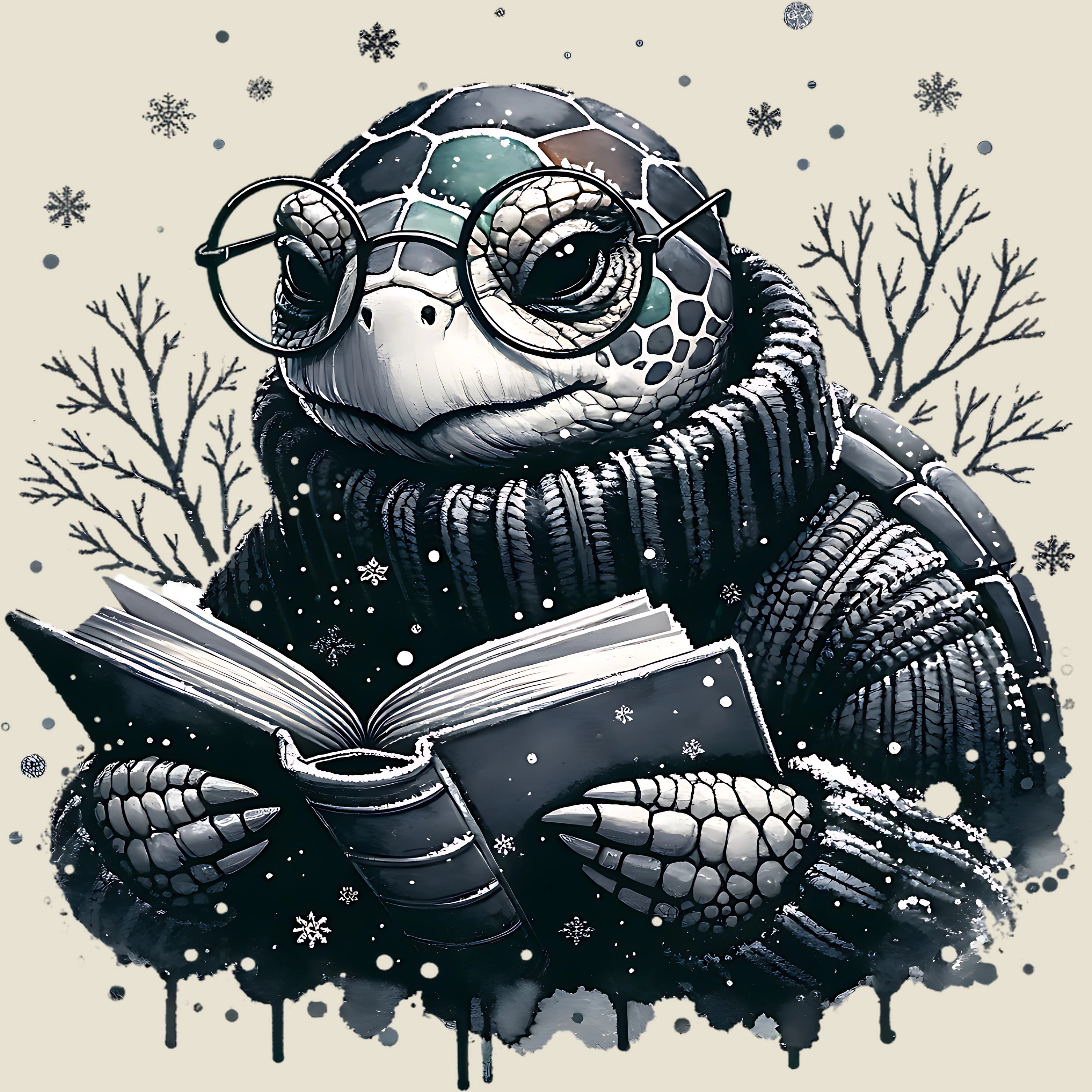 Bügelbild Schildkröte Bücherliebe