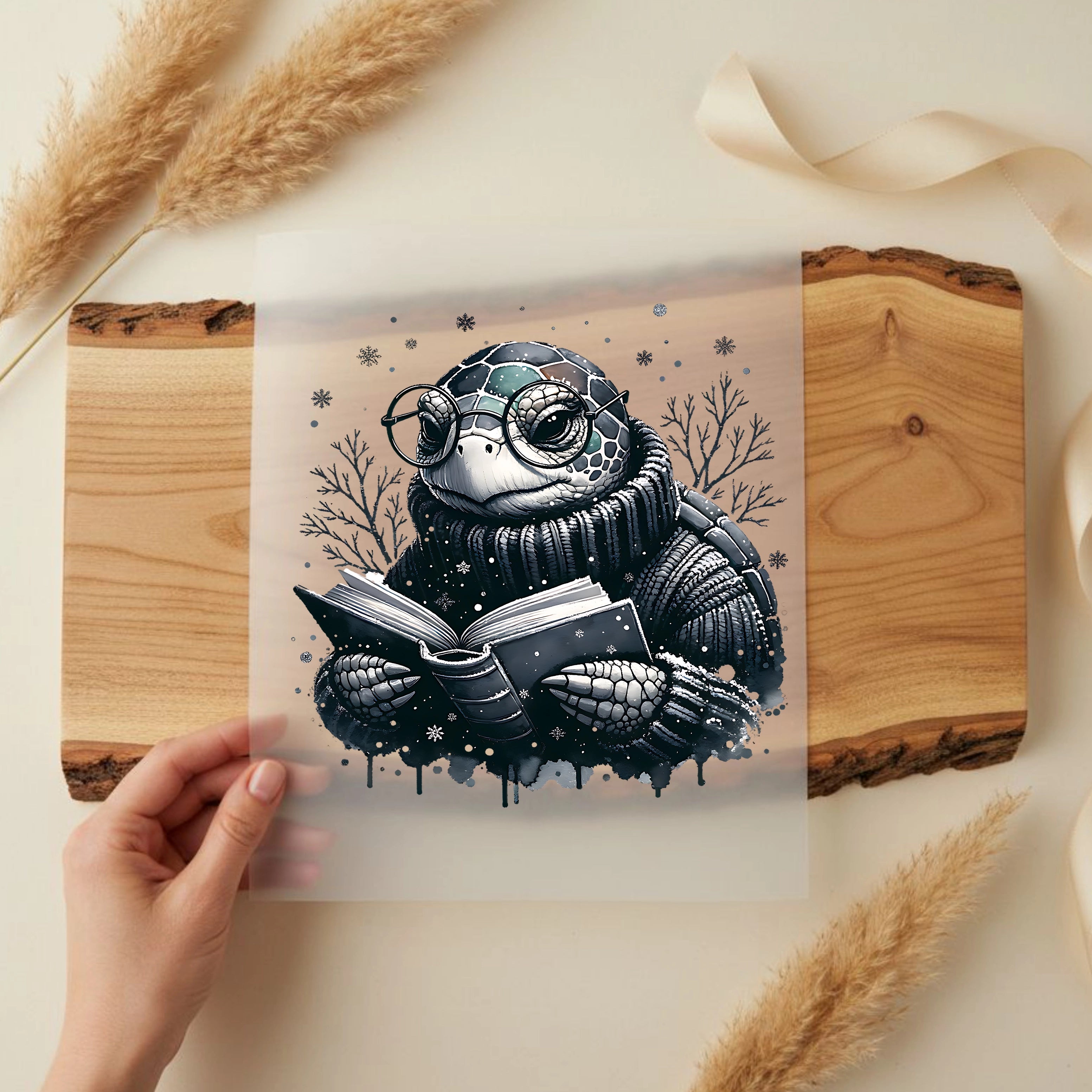 Bügelbild Schildkröte Bücherliebe