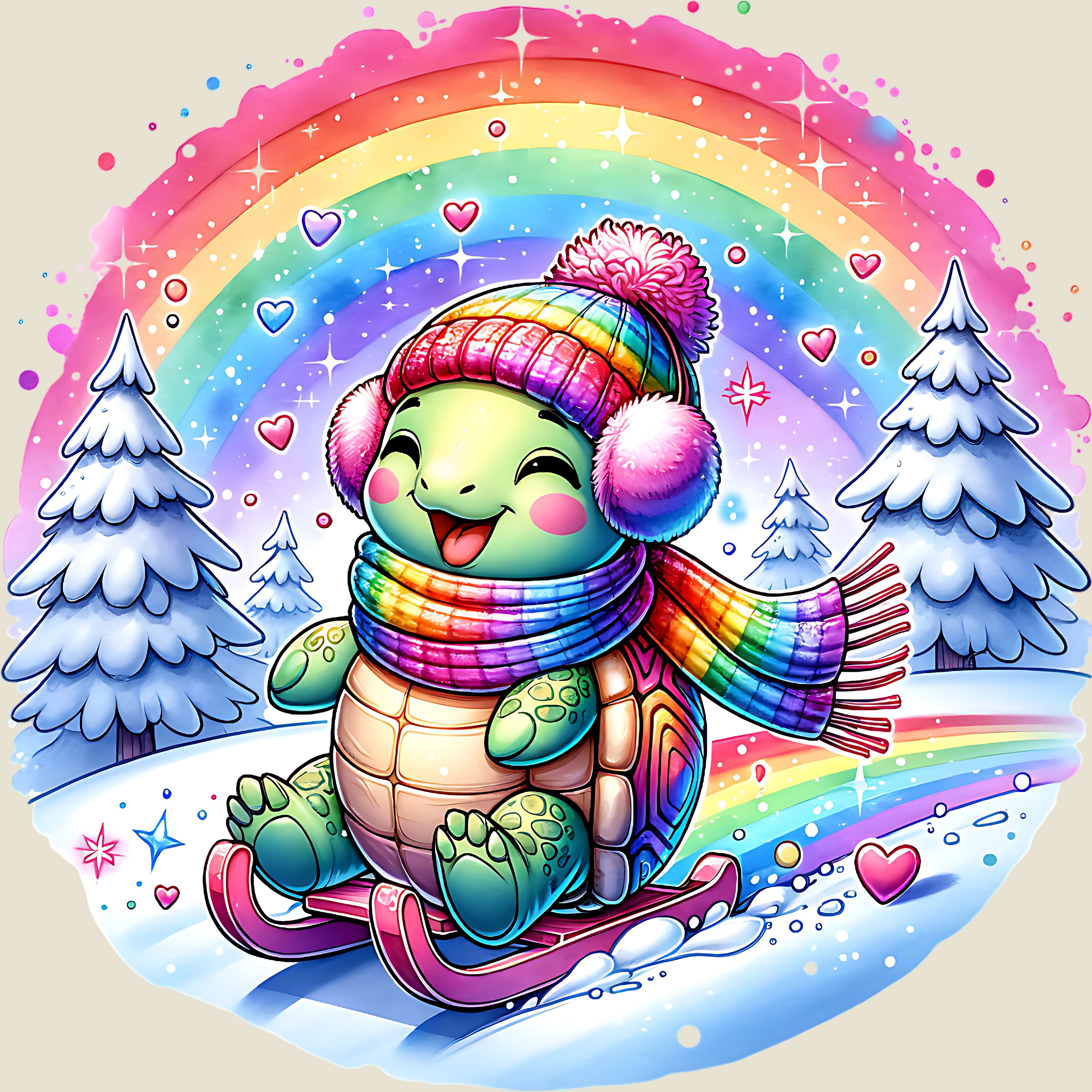 Bügelbild Schildkröte Fröhlicher Winter