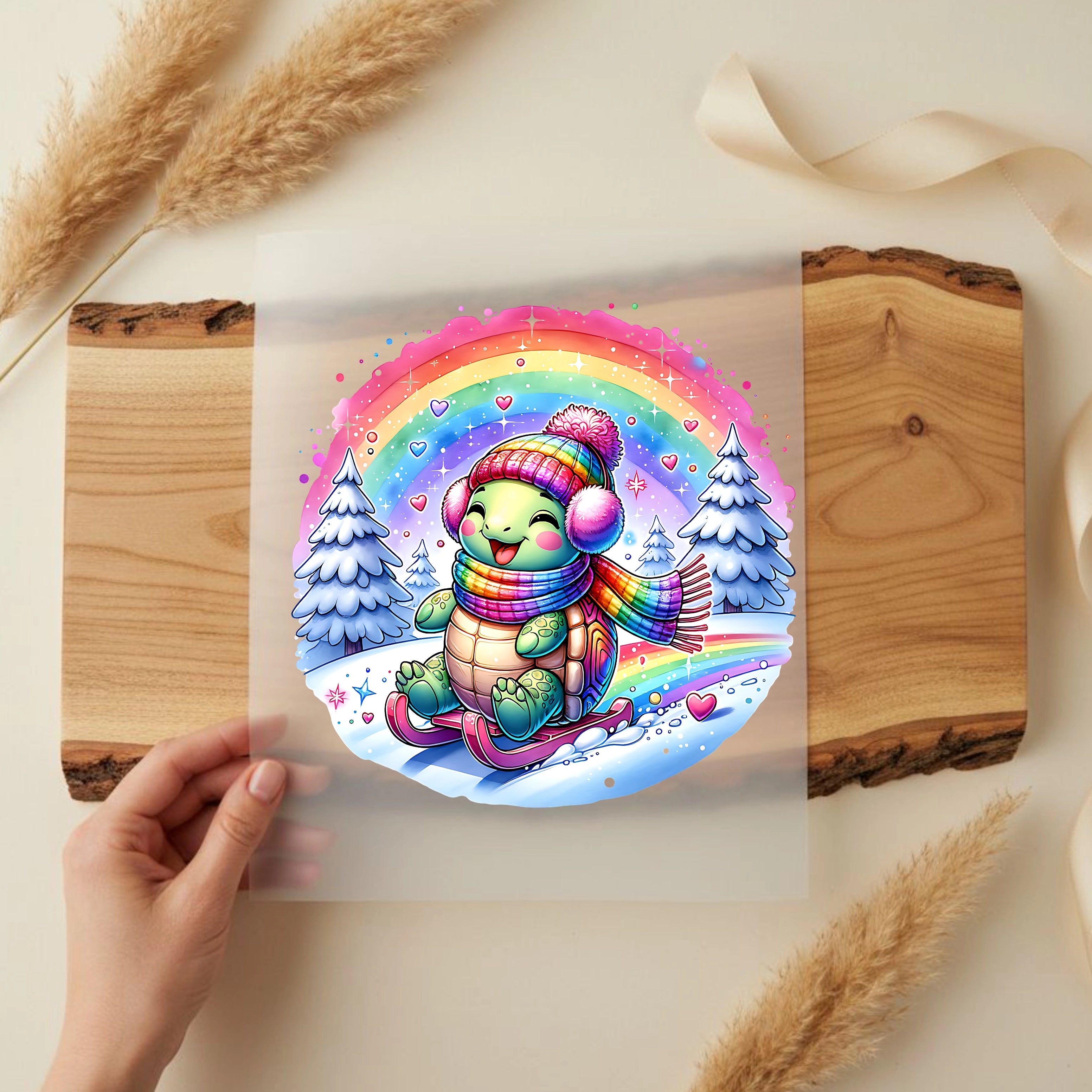 Bügelbild Schildkröte Fröhlicher Winter