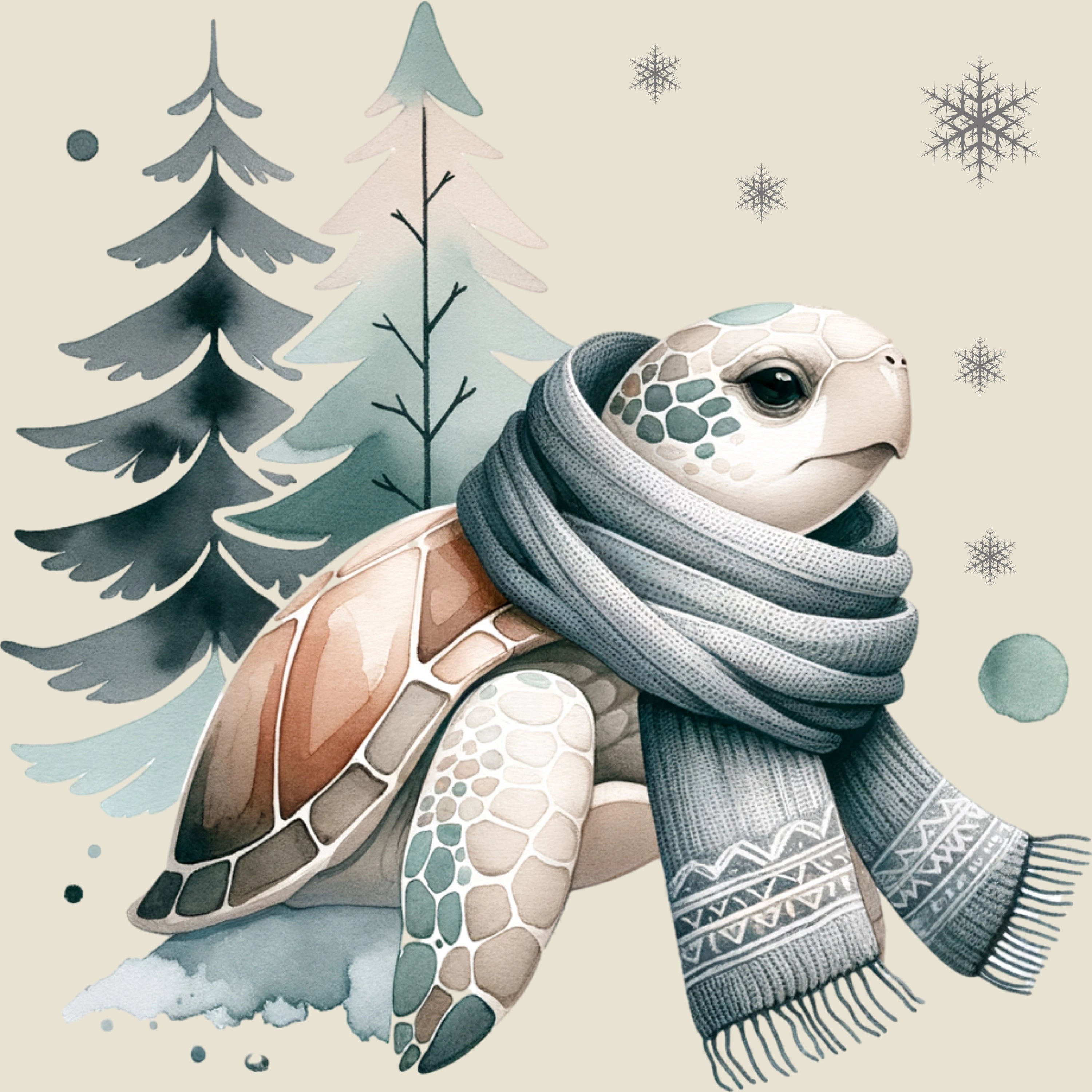 Bügelbild Schildkröte Schneespaziergang