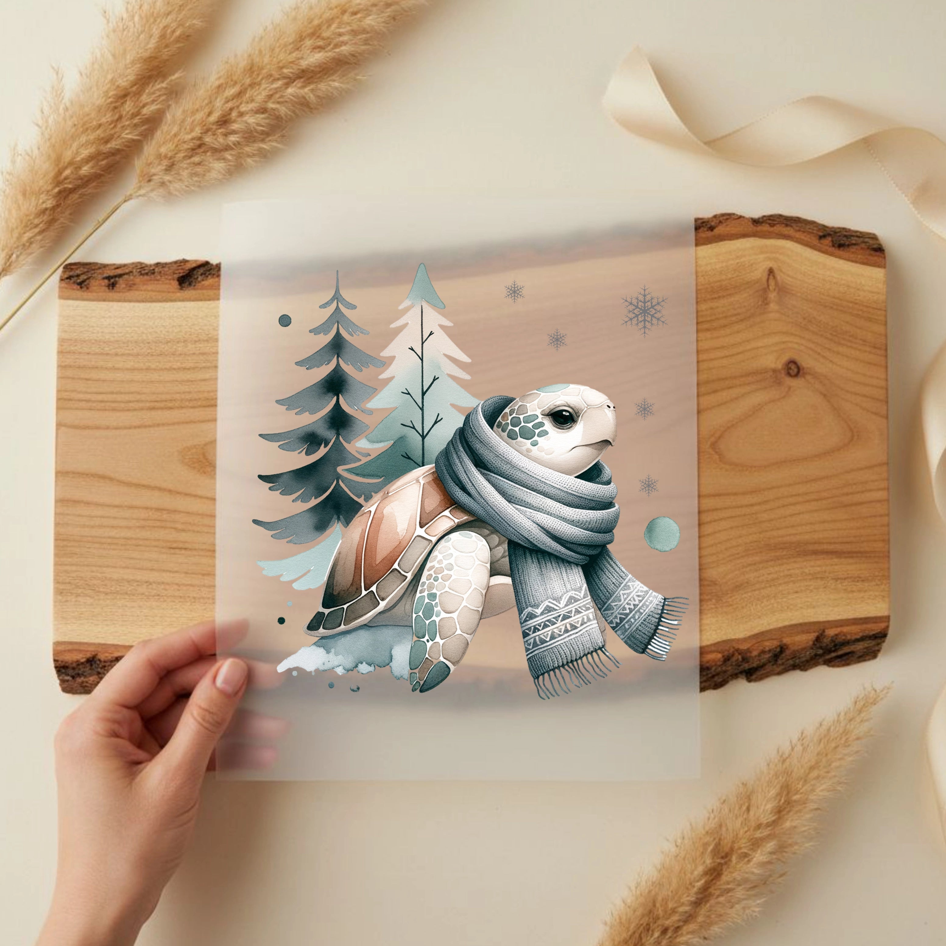 Bügelbild Schildkröte Schneespaziergang