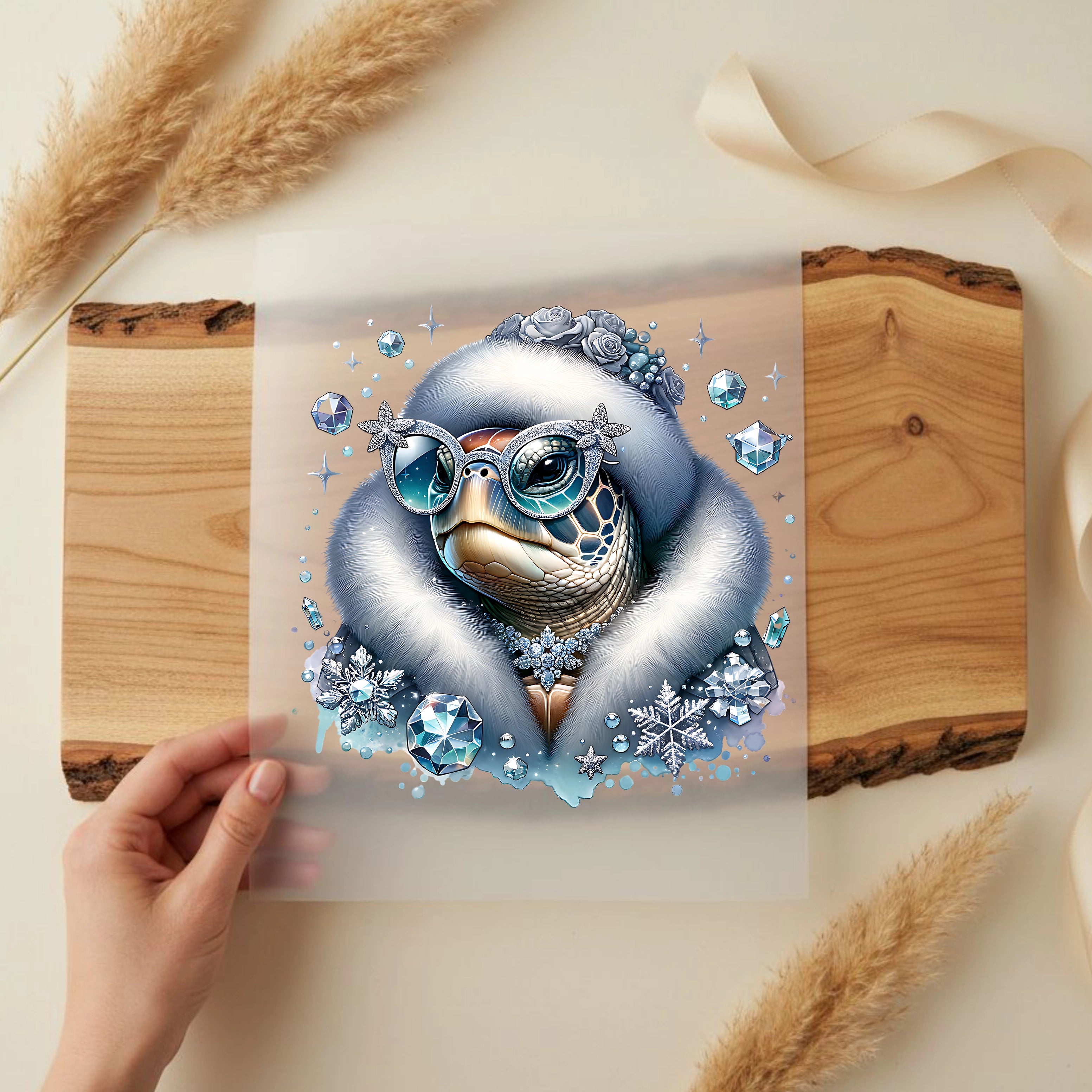 Bügelbild Schildkröte Winter Diva