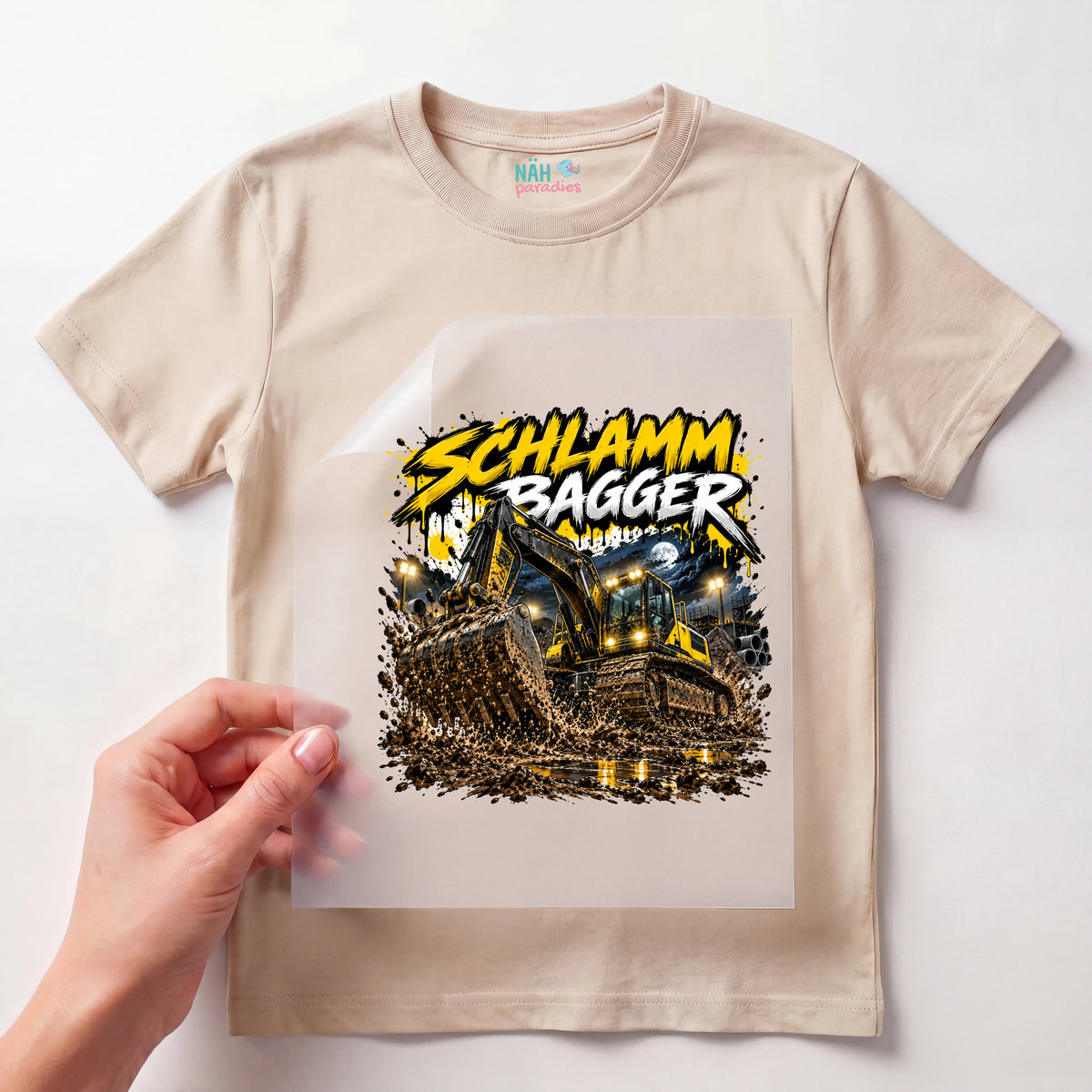 Bügelbild Schlamm Bagger