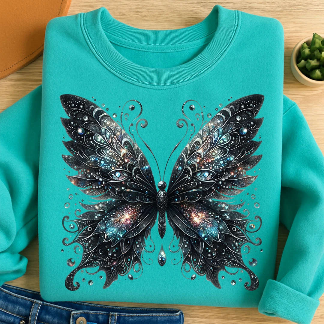 Bügelbild Schmetterling schwarzer Nachtglanz