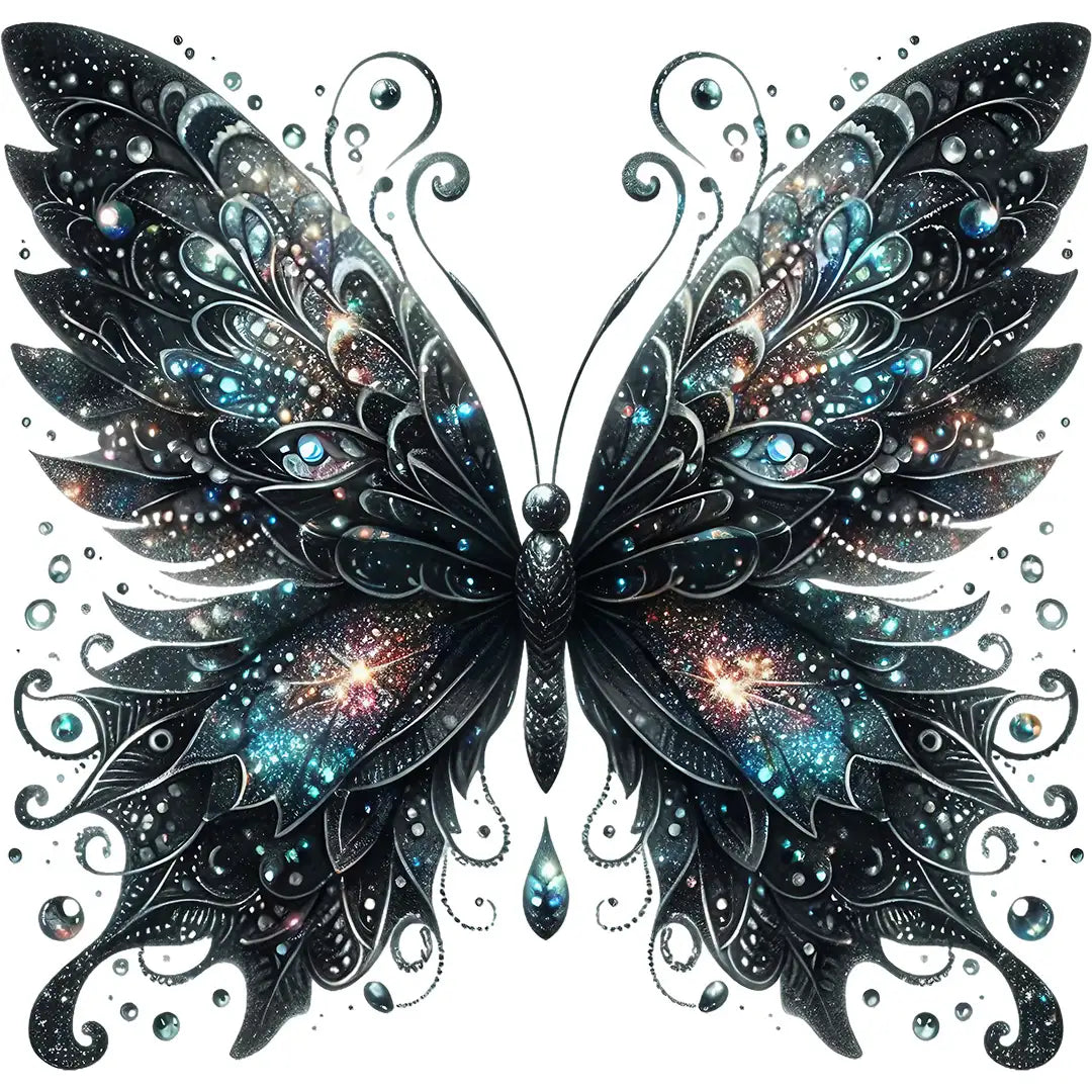 Bügelbild Schmetterling schwarzer Nachtglanz - S