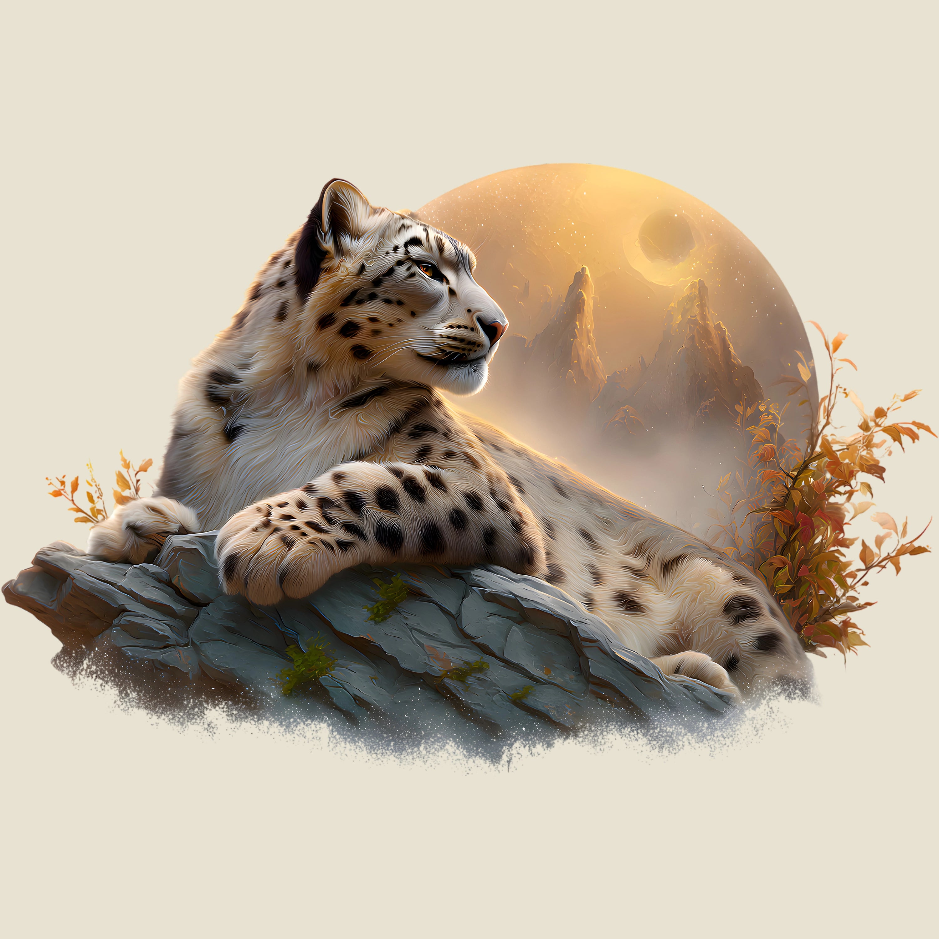 Bügelbild Schneeleopard Mondzauber