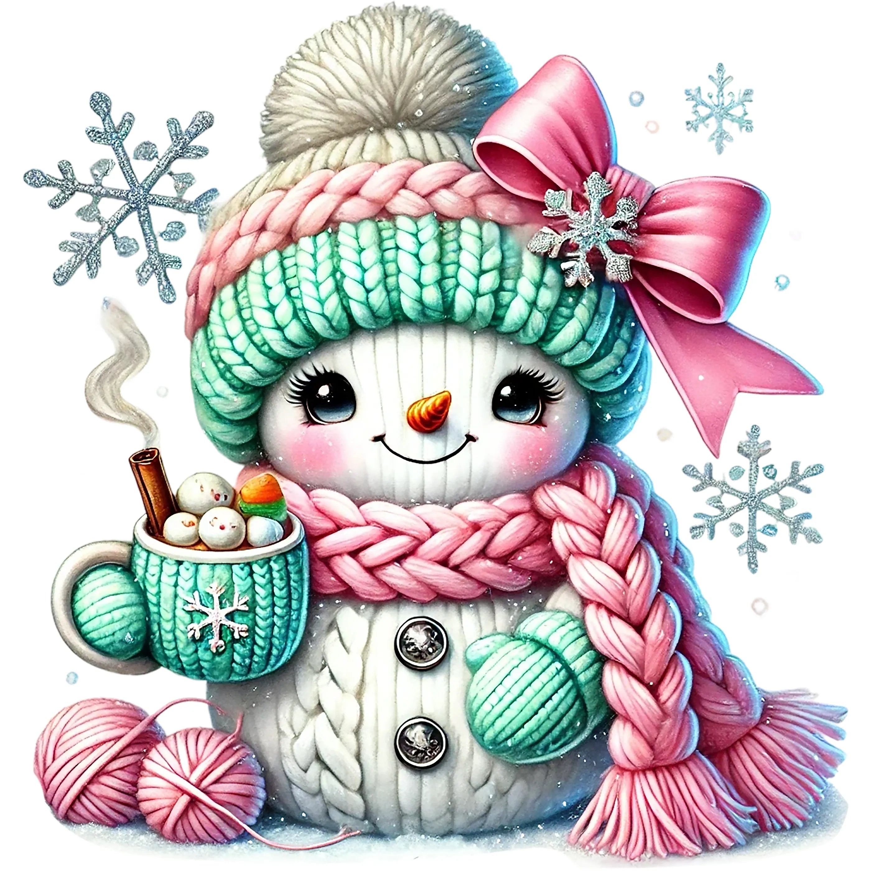 Bügelbild Schneemann Glitzerfrost